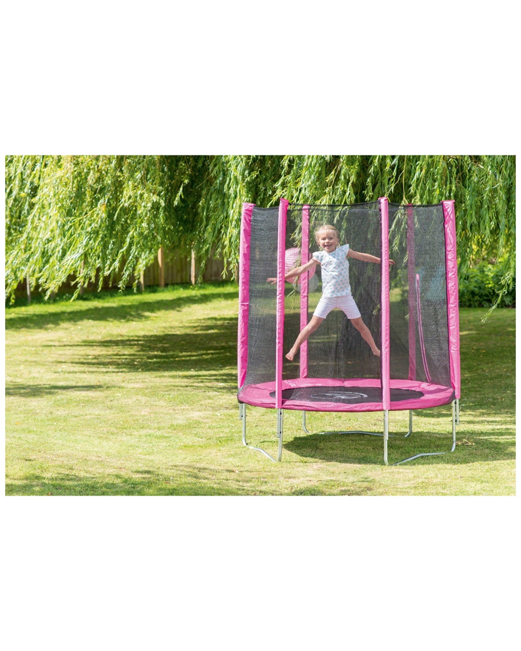 3 Plum Play Au 6ft Junior Trampoline With Enclosure And Safety Pads 36cm Frame
 - Pink, 3 of 7