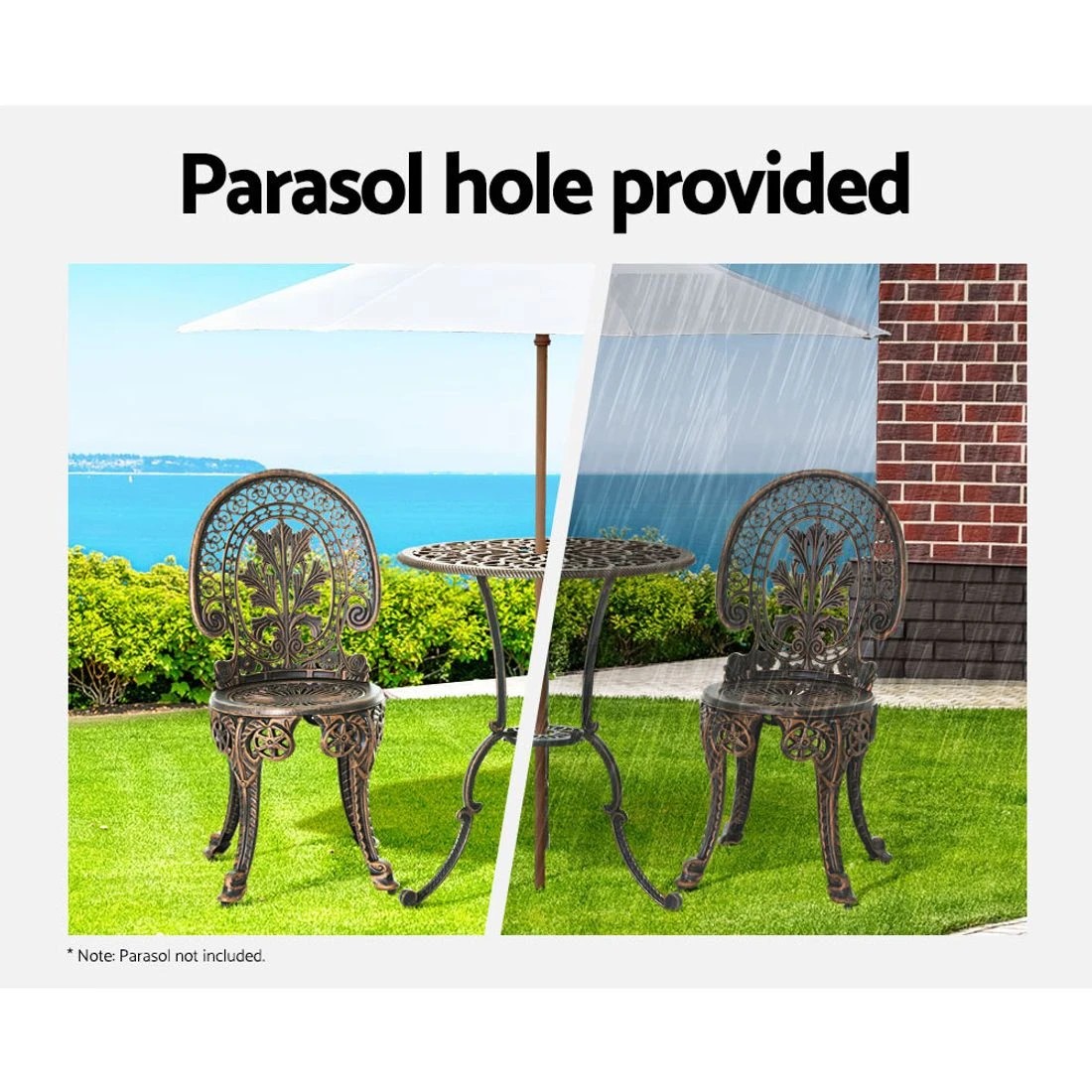 4 Gardeon 3PC Patio Furniture Outdoor Bistro Set Dining Chairs
 - brown, 4 of 5