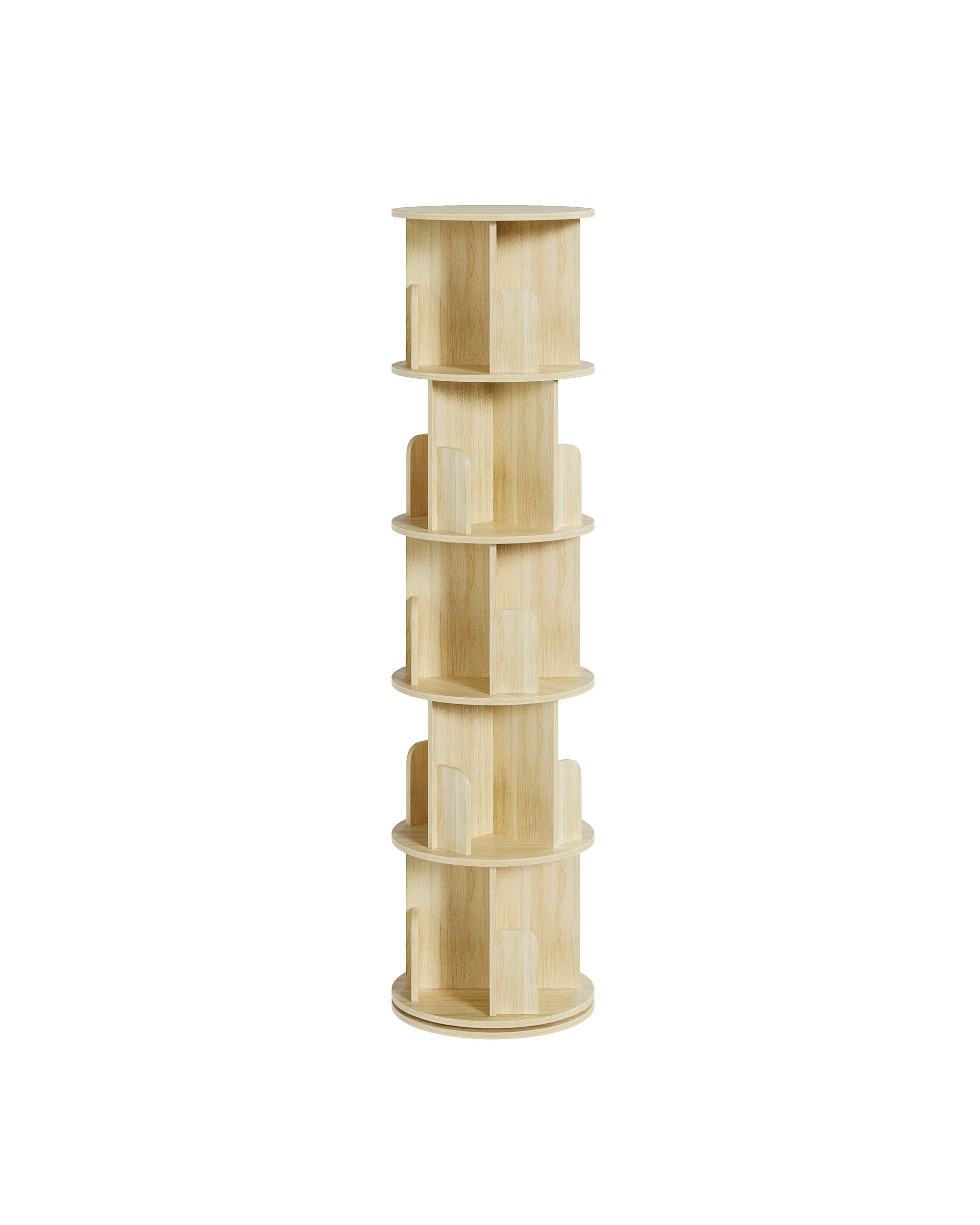 1 Advwin 5 Tiers Bookshelf Rotating Corner Bookcase Cabinet Revolving Display Stand Rack, 1 of 6