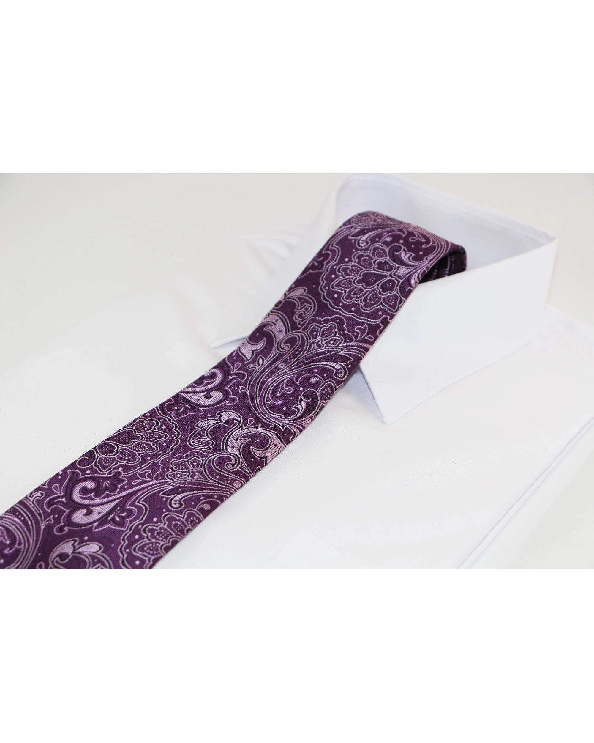1 Zasel Mens Purple & Violet Boho Paisley Patterned 8cm Neck Tie, 1 of 2