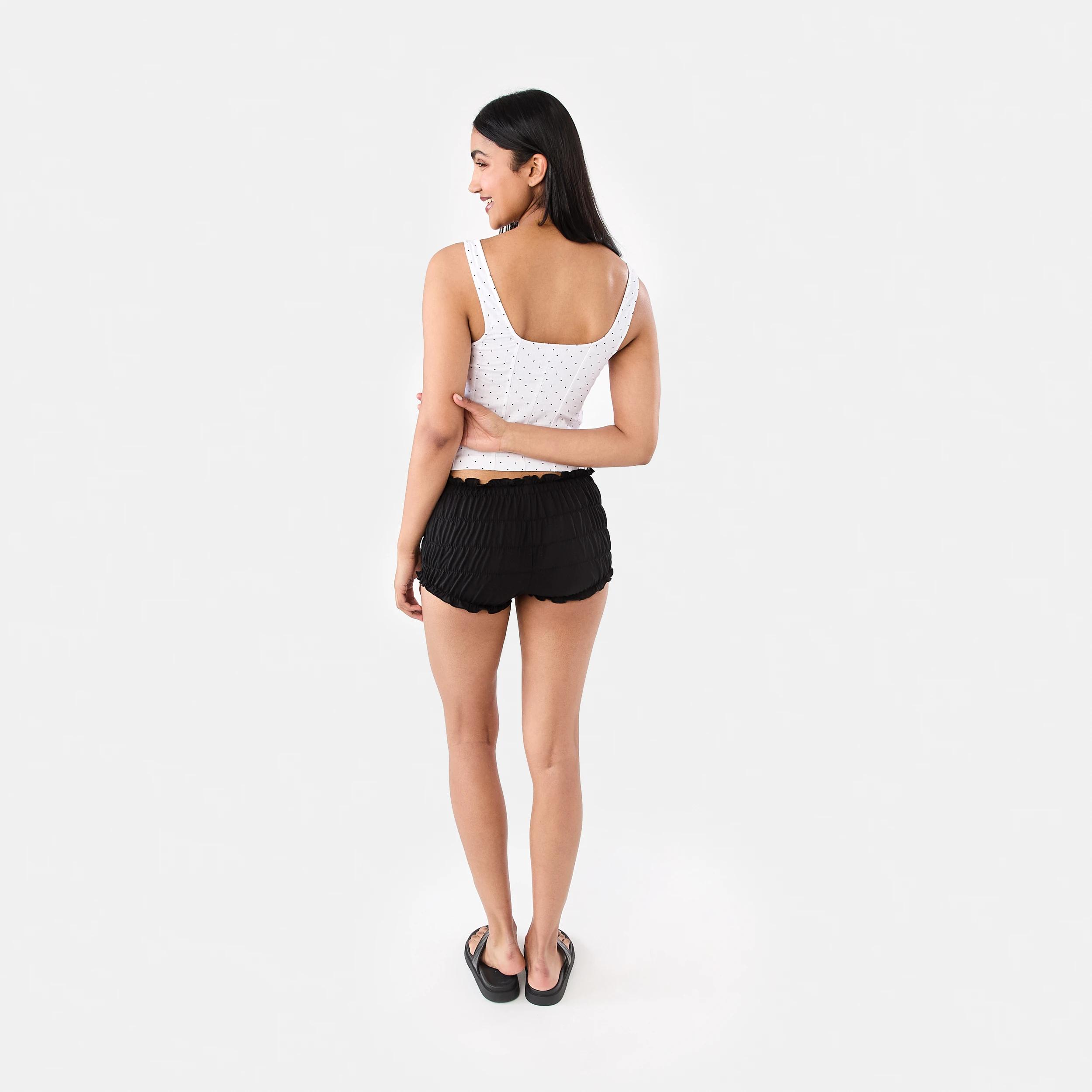 4 Jersey Ruffle Mini Shorts Black, 4 of 7