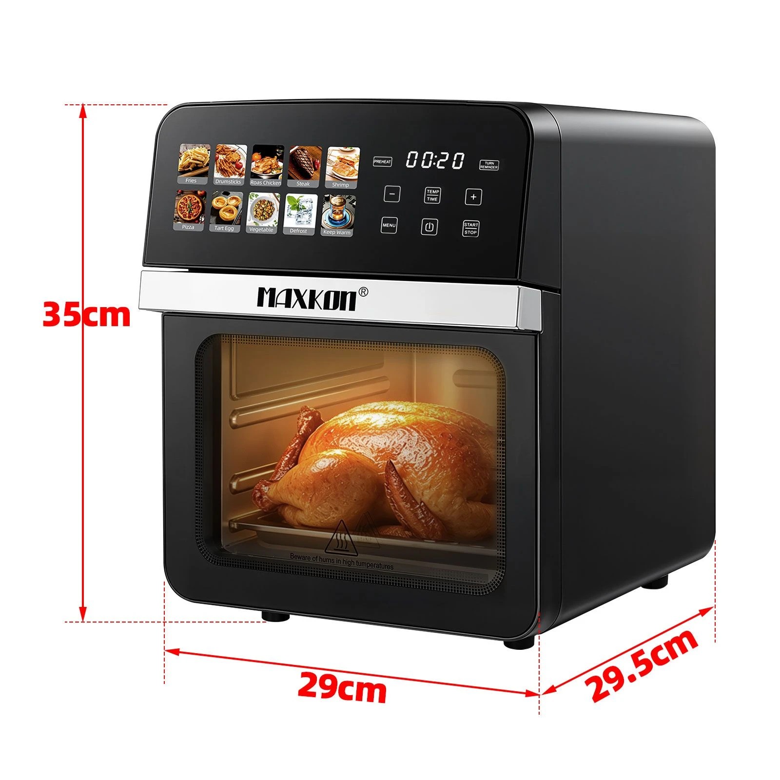 2 Maxkon 10L Air Fryer Toaster Convection Oven 10-in-1 1800W Kitchen Countertop Cooker with 2 Trays, 2 of 6