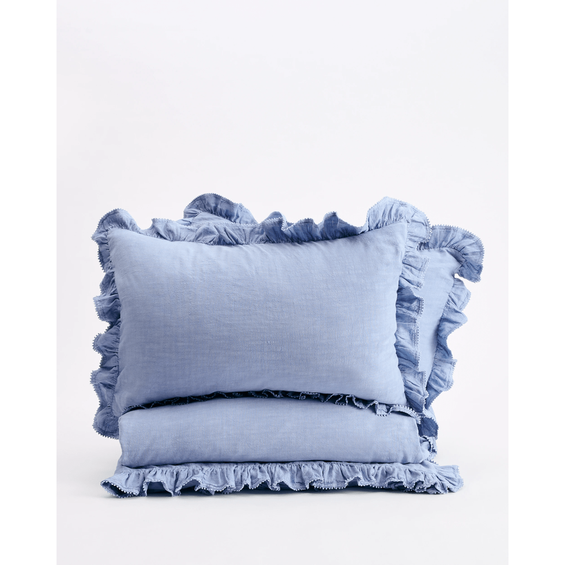 5 Target Kiara Australian Cotton Textured Stonewash Ruffle Quilt Cover Set
 - King Bed
 - Blue, 5 of 6