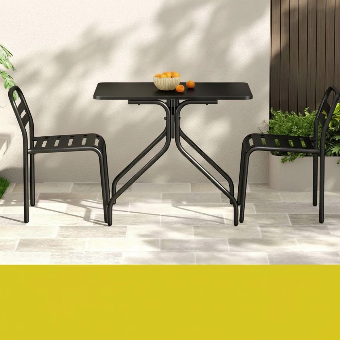 3 Gardeon 3PC Outdoor Bistro Set Patio Furniture Steel Table and Chairs - Black, 3 of 5