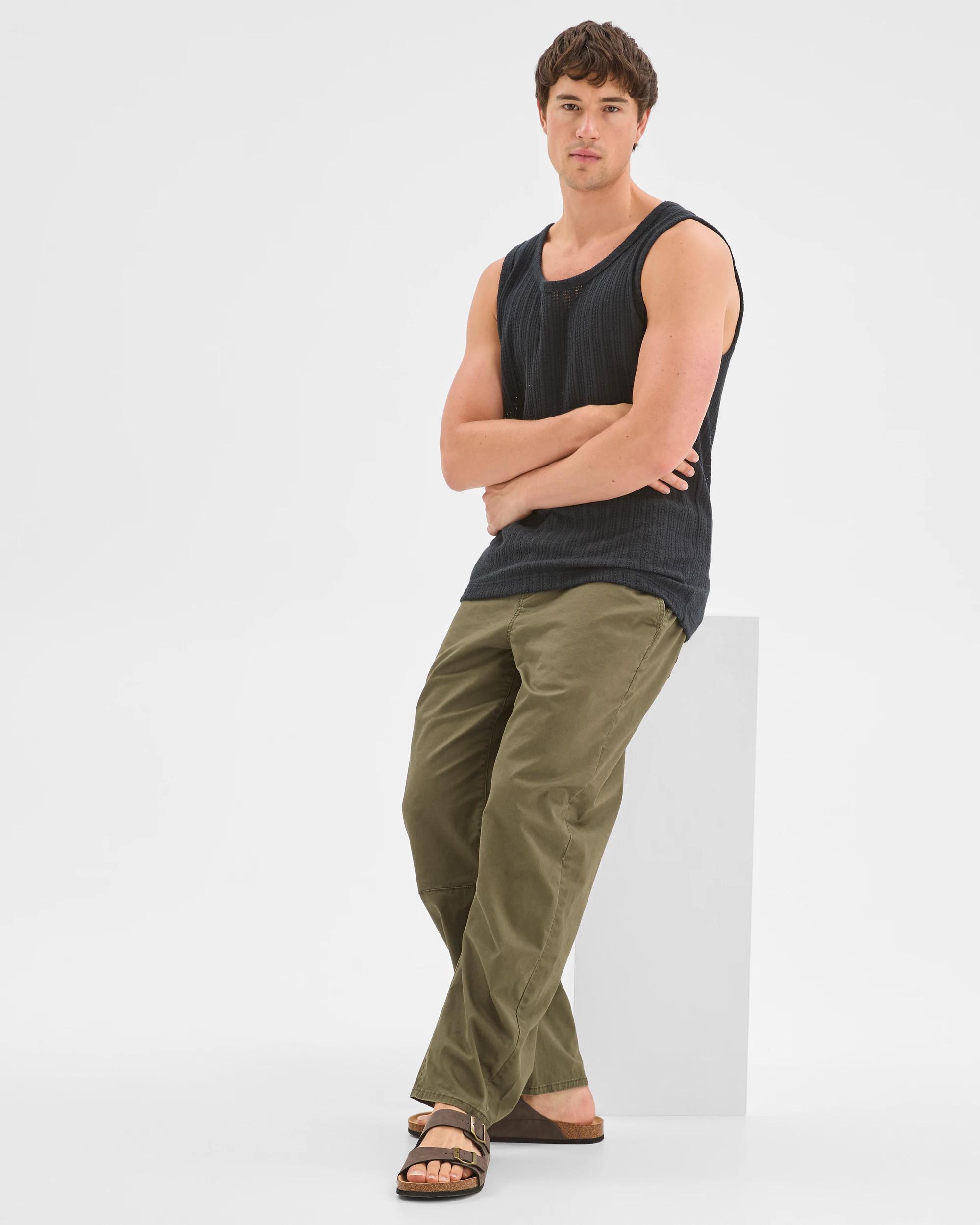 1 Commons Australian Cotton Barrel Leg Pants KHAKI GREEN, 1 of 6