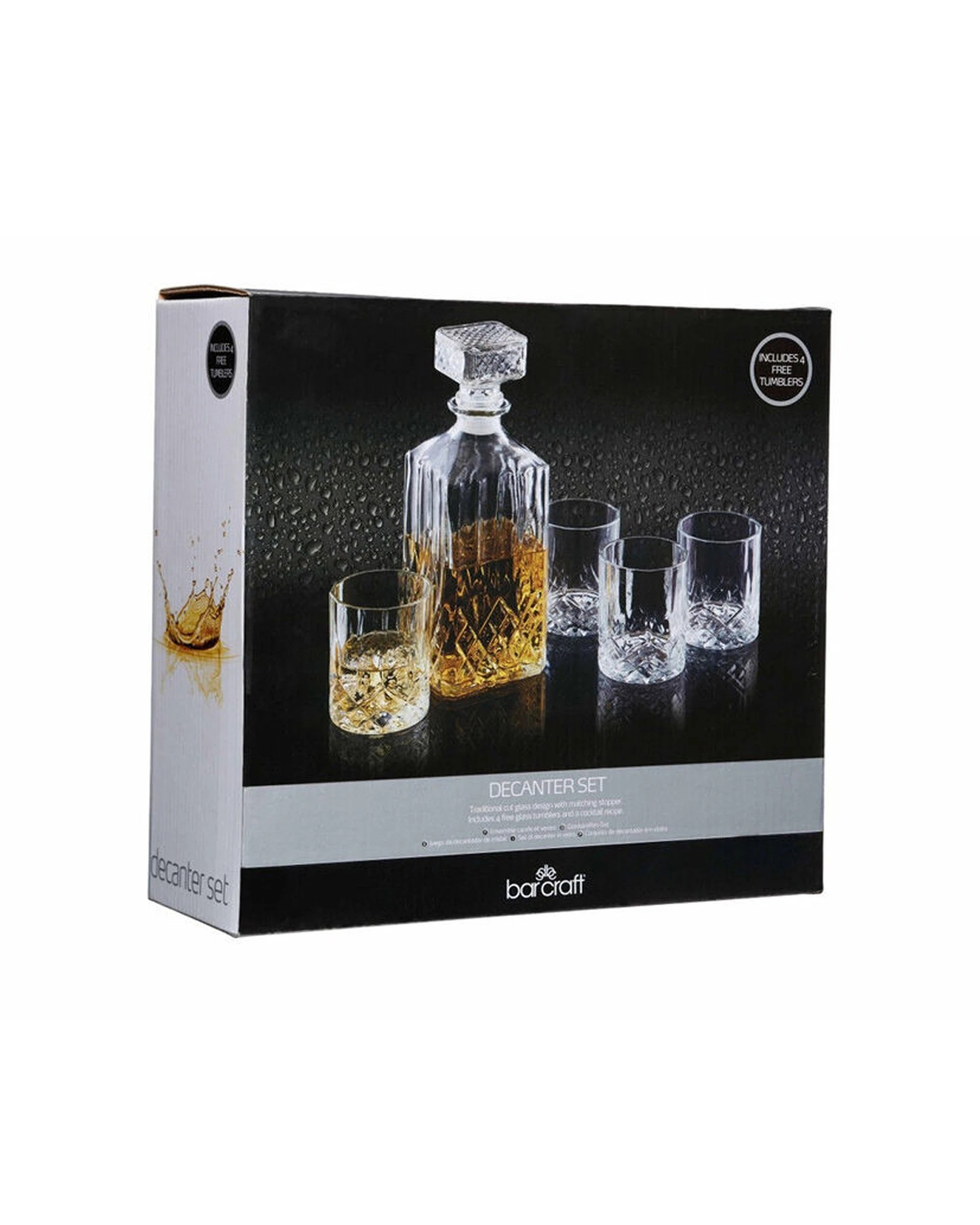 3 BarCraft 10pc Whiskey 900ml Decanter With Glass Tumblers - Clear, 3 of 8