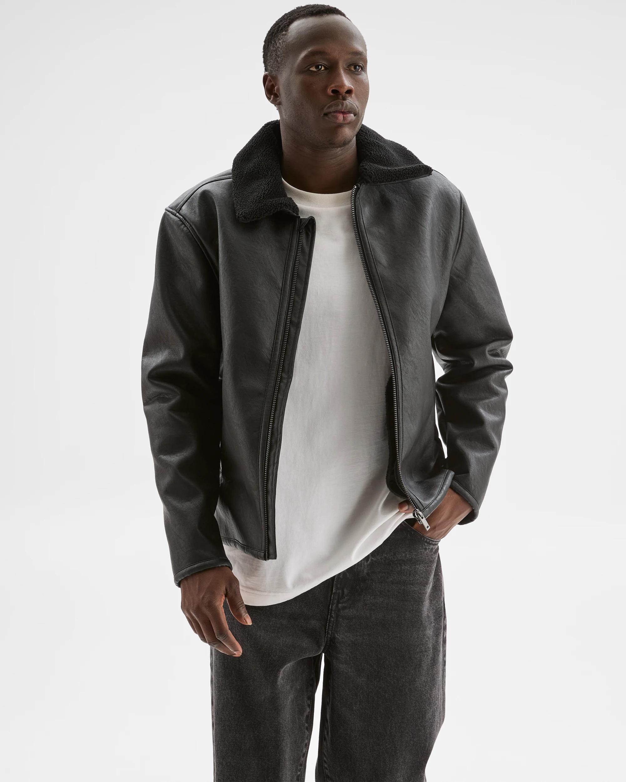 2 Commons Shirling Vegan Leather Flight Jacket BLACK, 2 of 6