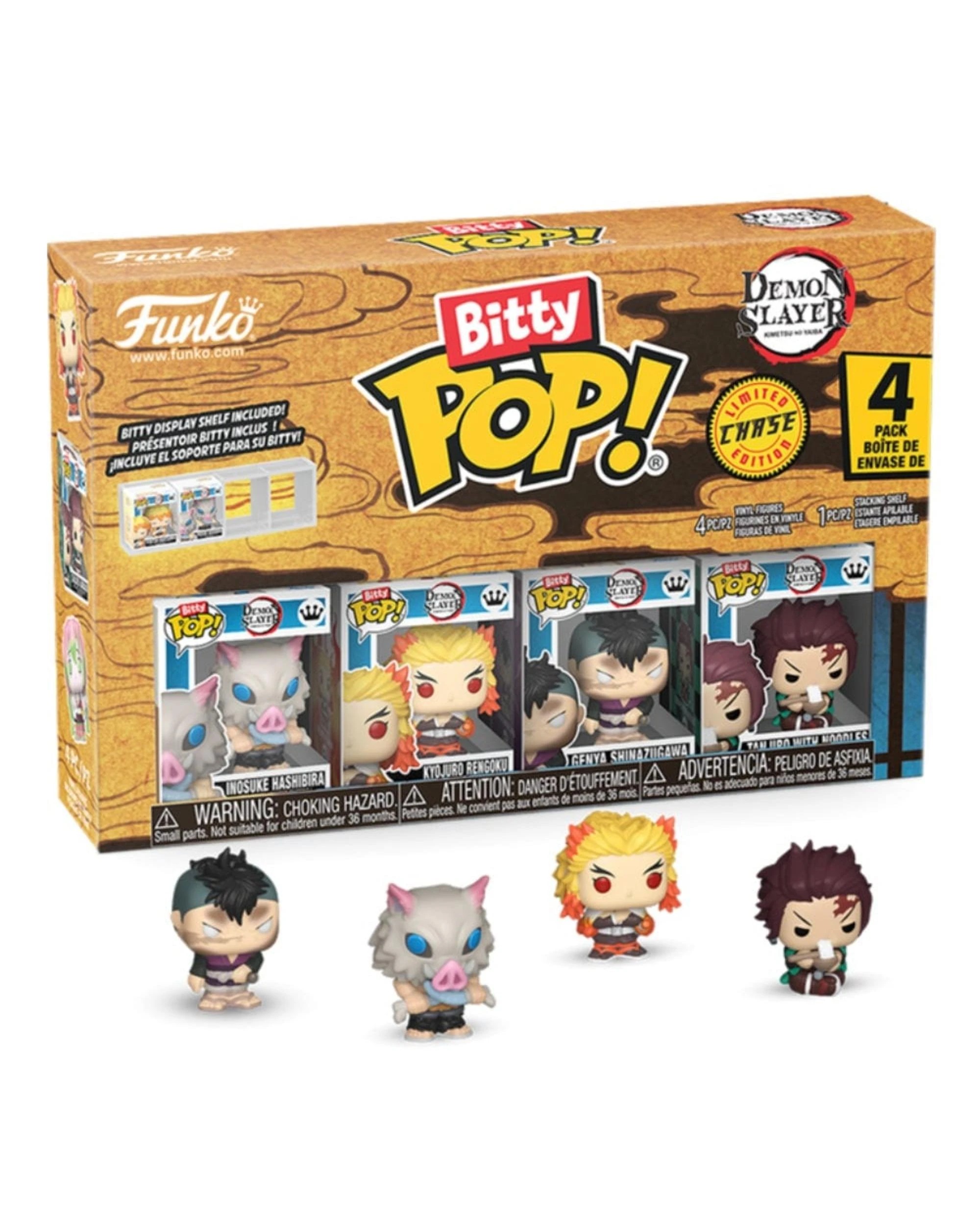 1 Demon Slayer Inosuke Hashibira, Kyojuro Rengoku, Genya Shinazugawa and Mystery Funko Bitty POP! Vinyl 4 Pack, 1 of 7