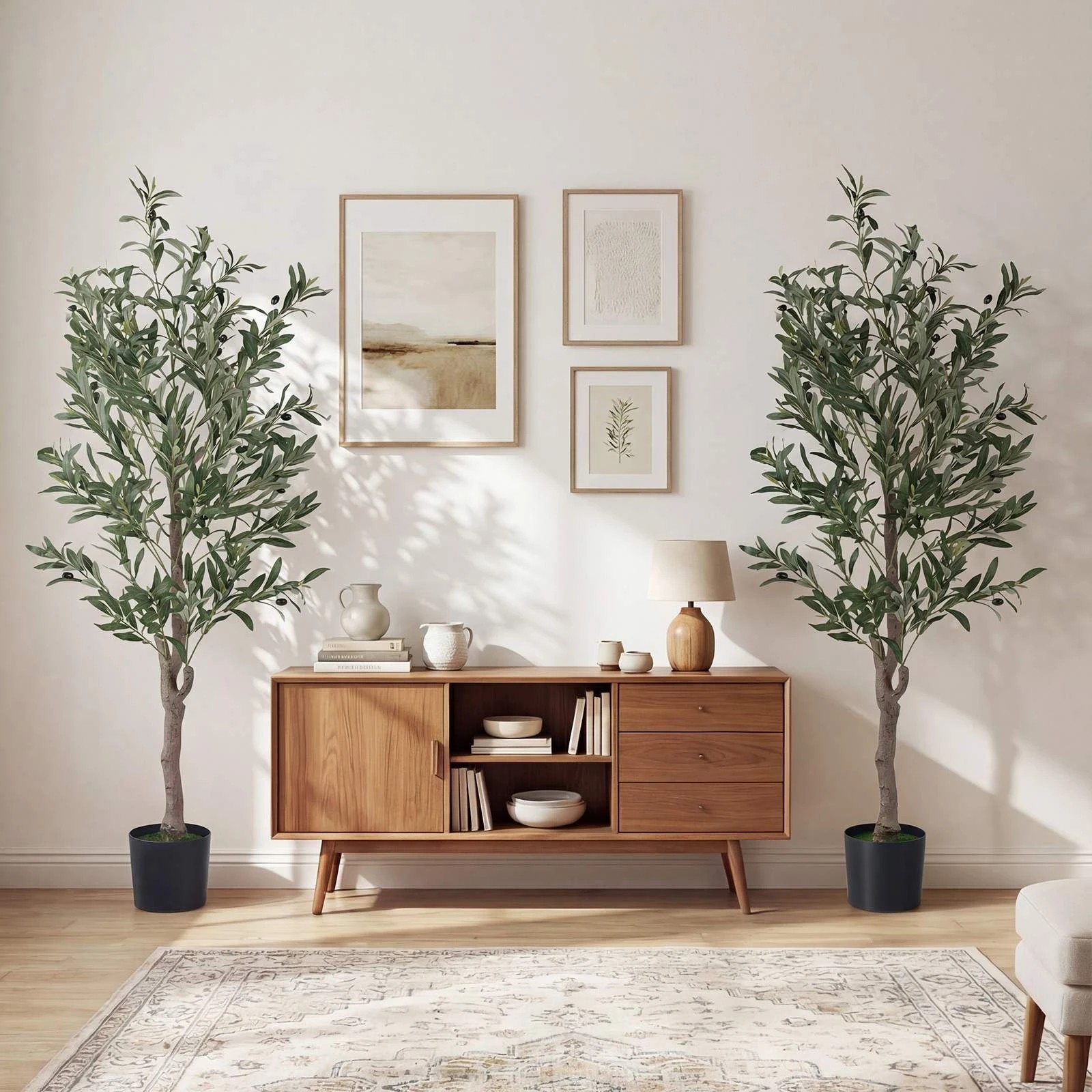 3 Costway 2x 1.5M Faux Greenery Plant Artificial Olive Tree Set Home Fake Potted Tree Decor, 3 of 3