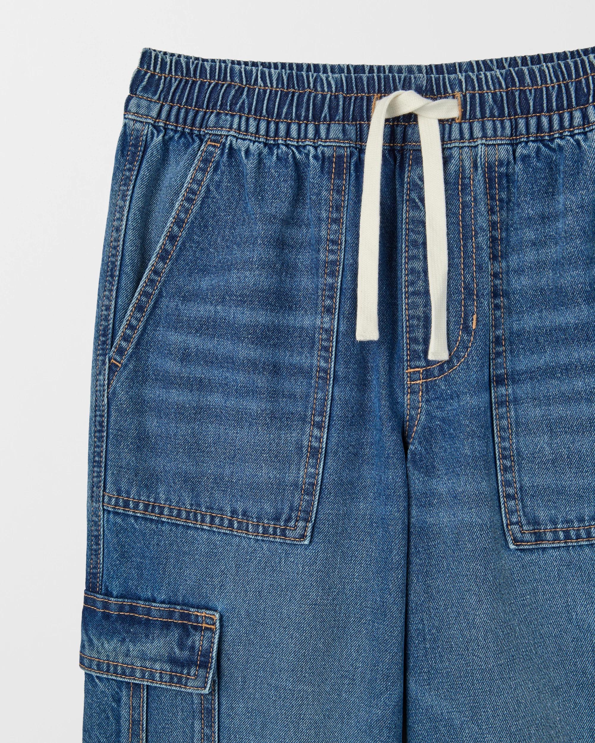 2 Target Denim Loose Fit Cargo Denim Jeans MID WASH, 2 of 2