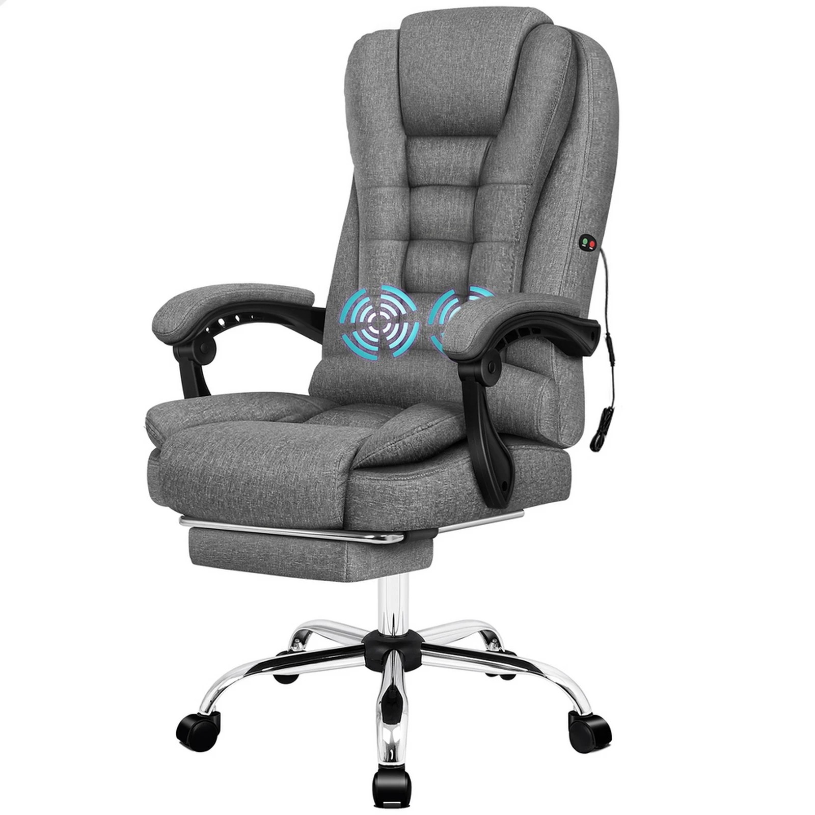 1 Alfordson Massage Office Chair Executive Seat Fabric Gaming Computer Racer - Grey, 1 of 10