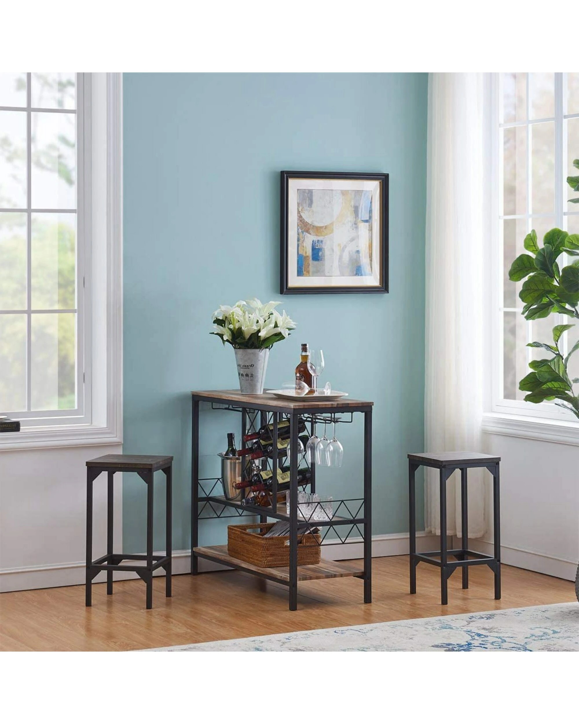 4 IHOMDEC Wine Rack Table with Glass Holder - Black, 4 of 6