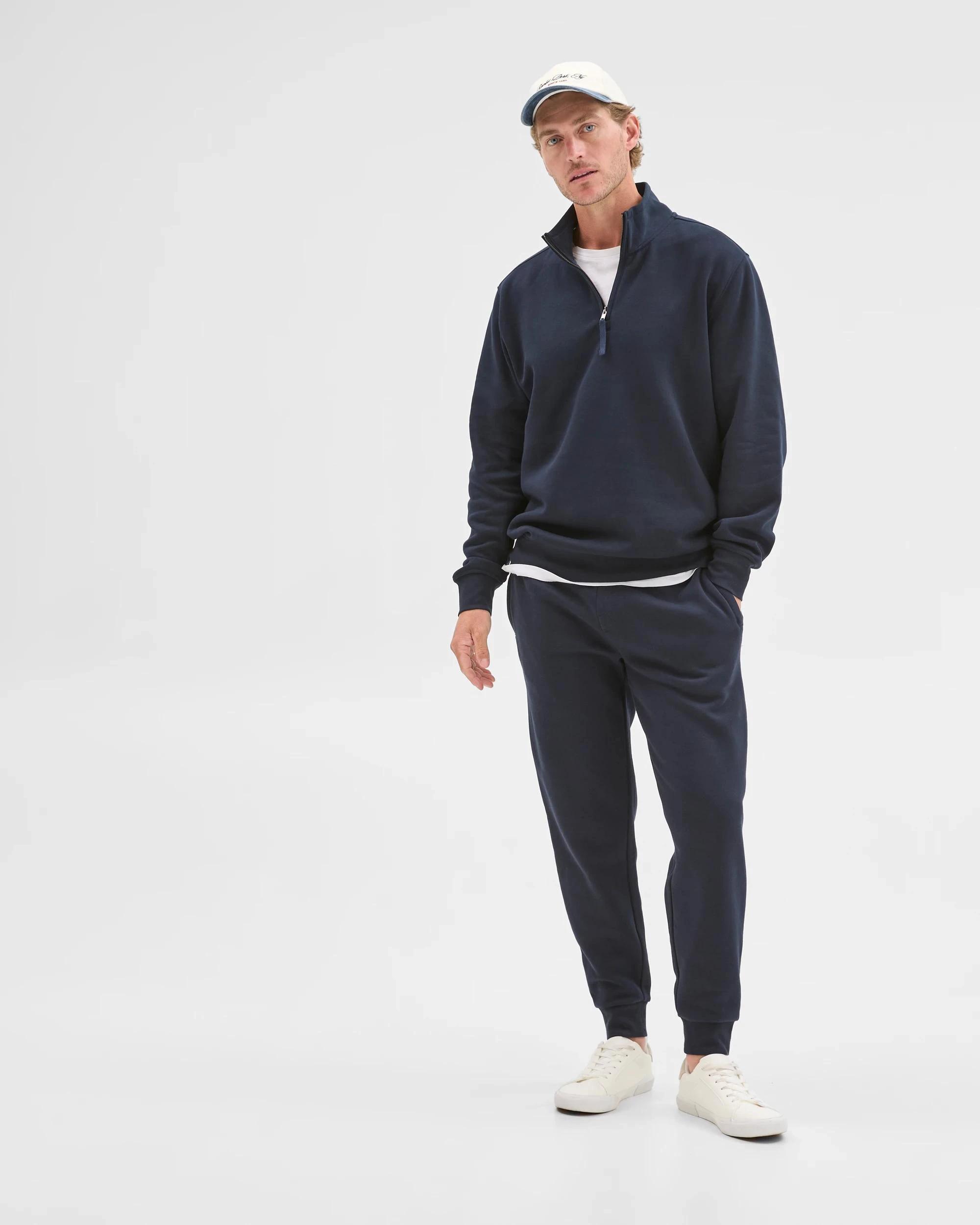 1 Target Man Australian Cotton Blend Fleece Half Zip Top NAVY, 1 of 6