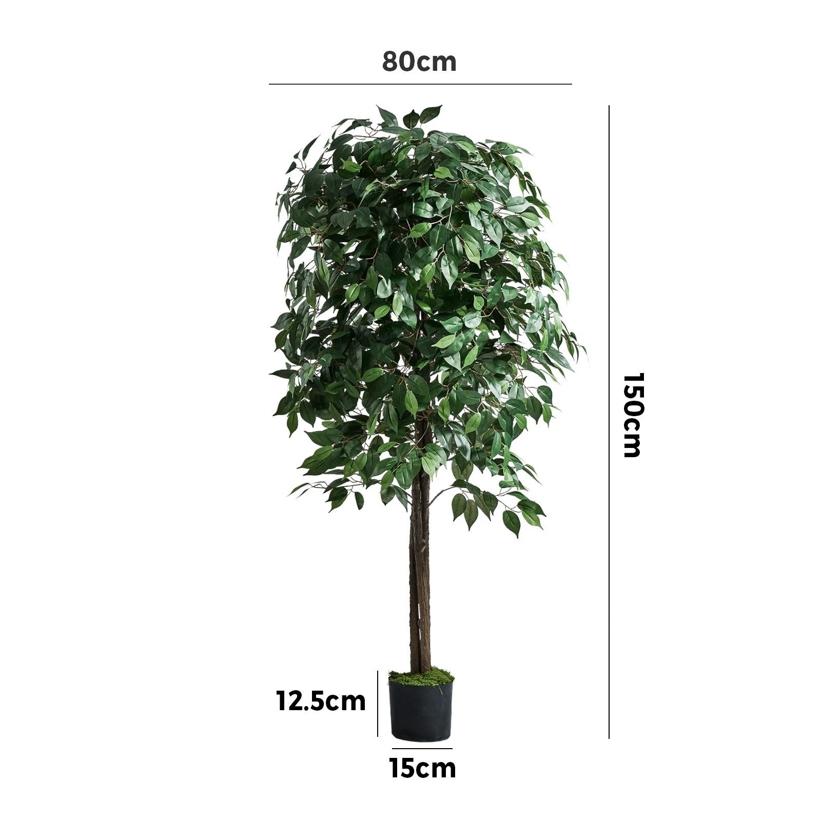 2 Livsip 150cm Artificial Ficus Tree - Green, 2 of 10