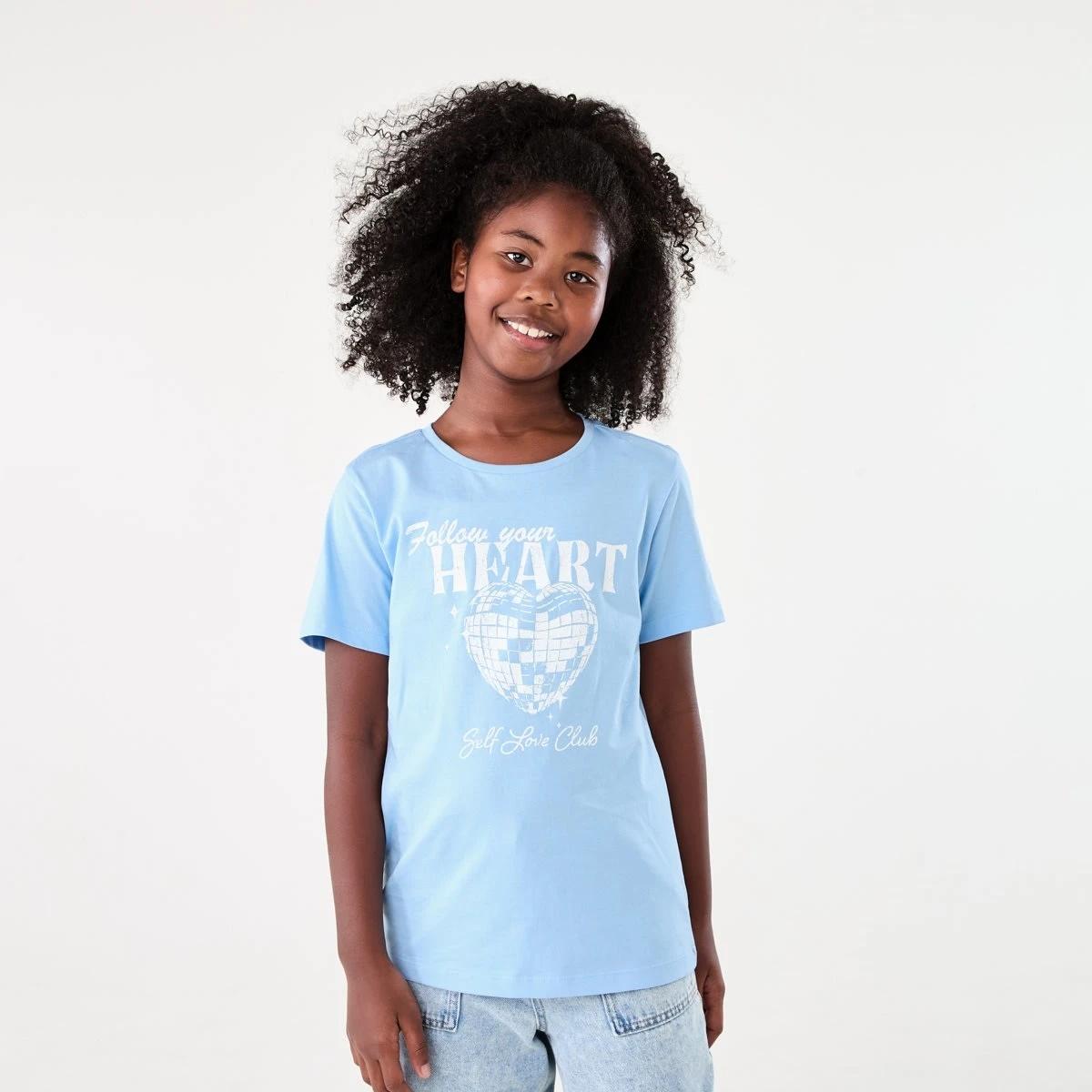 1 Short Sleeve Print T-shirt FOLLOW YOUR HEART BLUE, 1 of 6