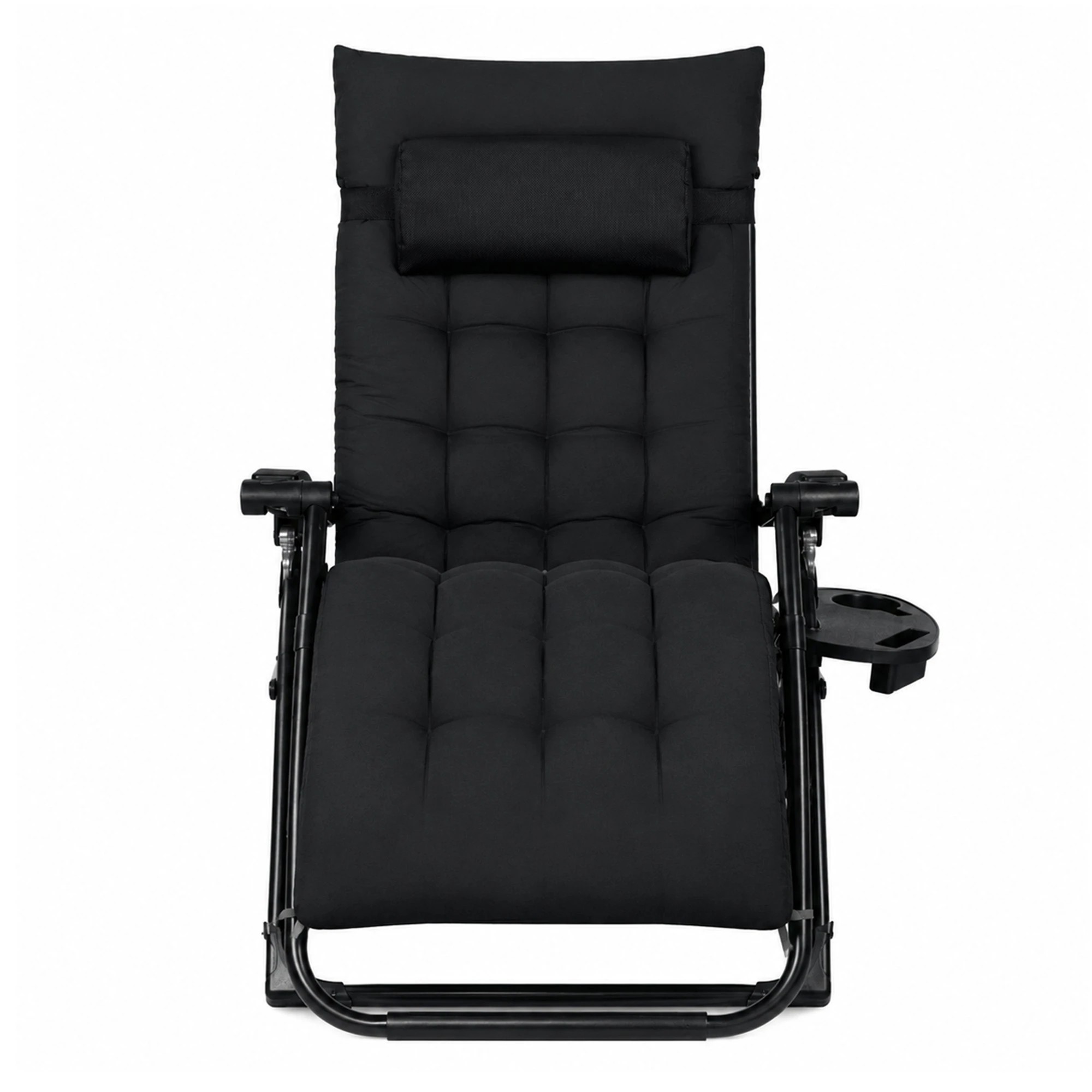 2 Levede Zero Gravity Chair Lounge Lockable Outdoor Recline Cushion Tray Black, 2 of 8