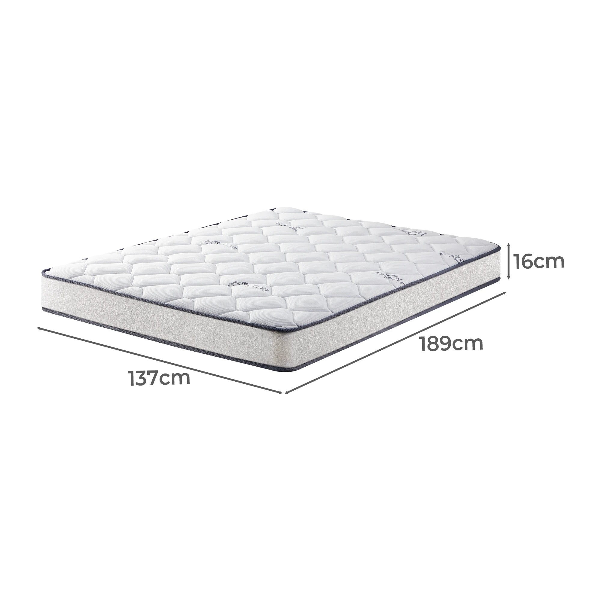 4 Bedra Bedding Double Mattress Bonnell Spring Bed Boucle Fabric 16cm
 - White, 4 of 7