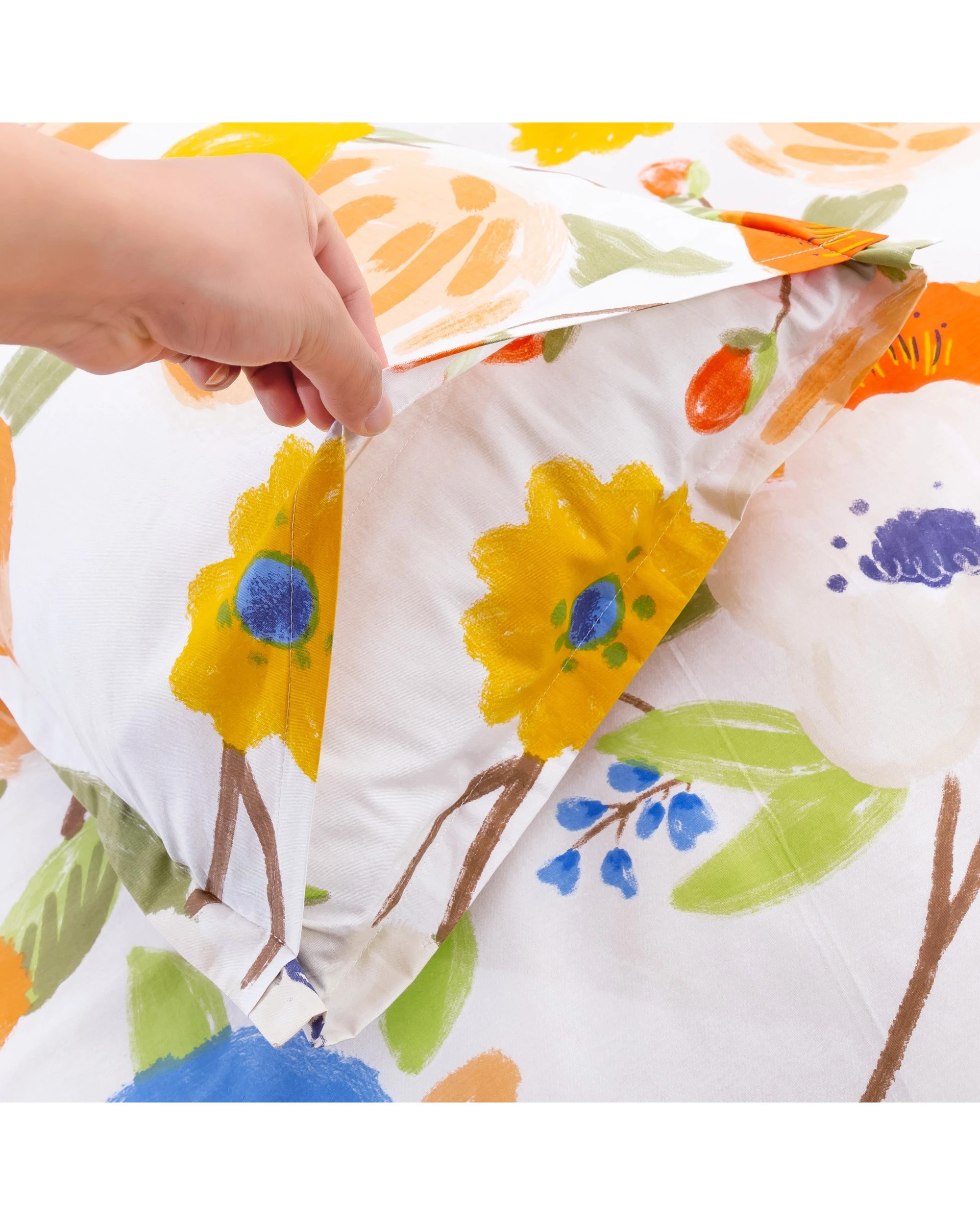 3 Dreamaker Lily 100% Cotton Quilt Cover Set - King Single Bed - Orange, 3 of 6