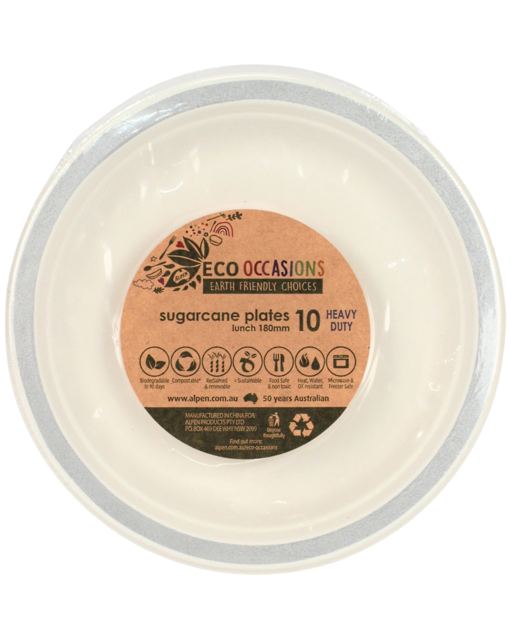 2 Alpen Silver Rim Sugar Cane Small Plates Pack of 10 - Silver, 2 of 2