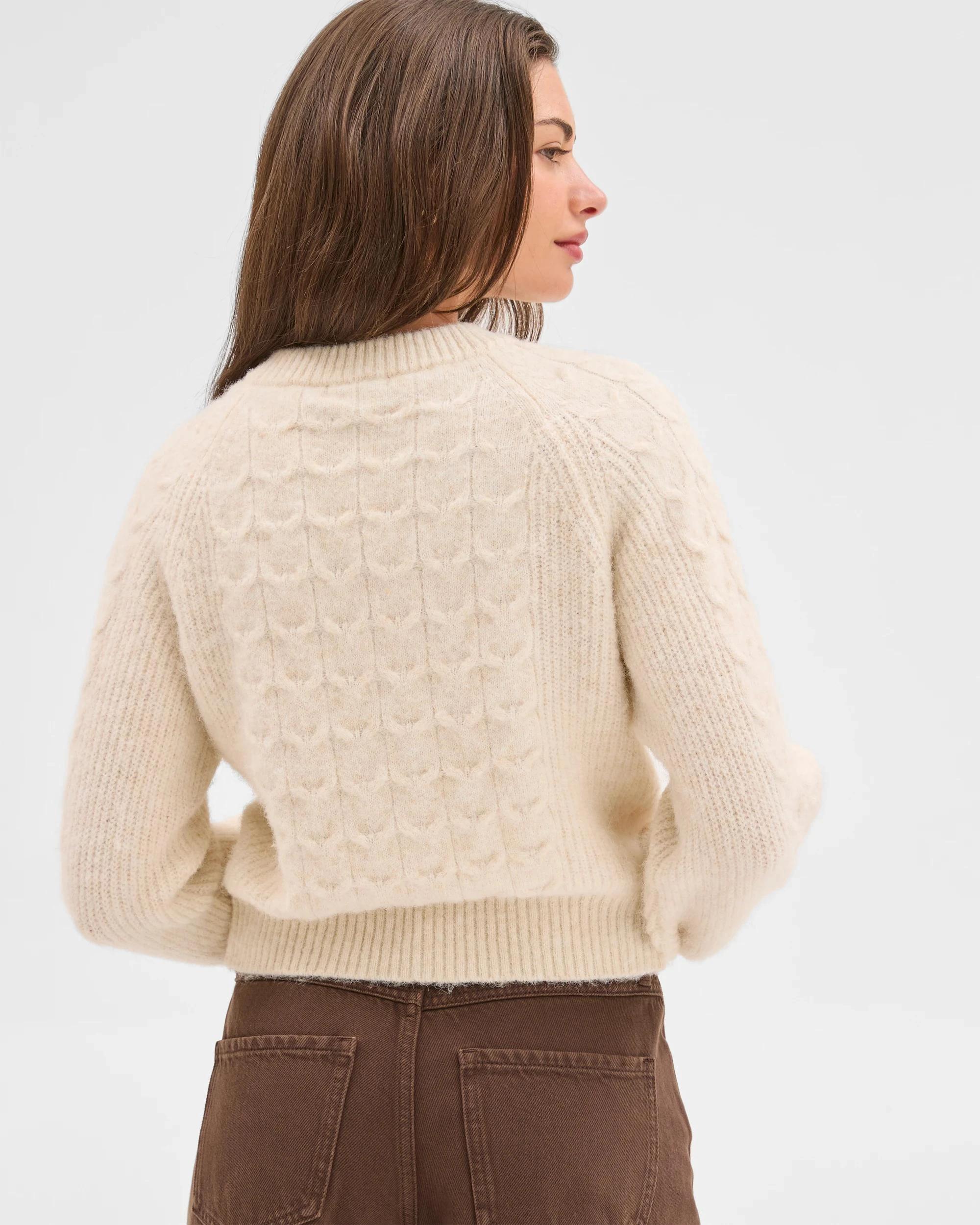 6 Target Petites Petites Showstopper Cable Knit Cardigan CREAM, 6 of 6