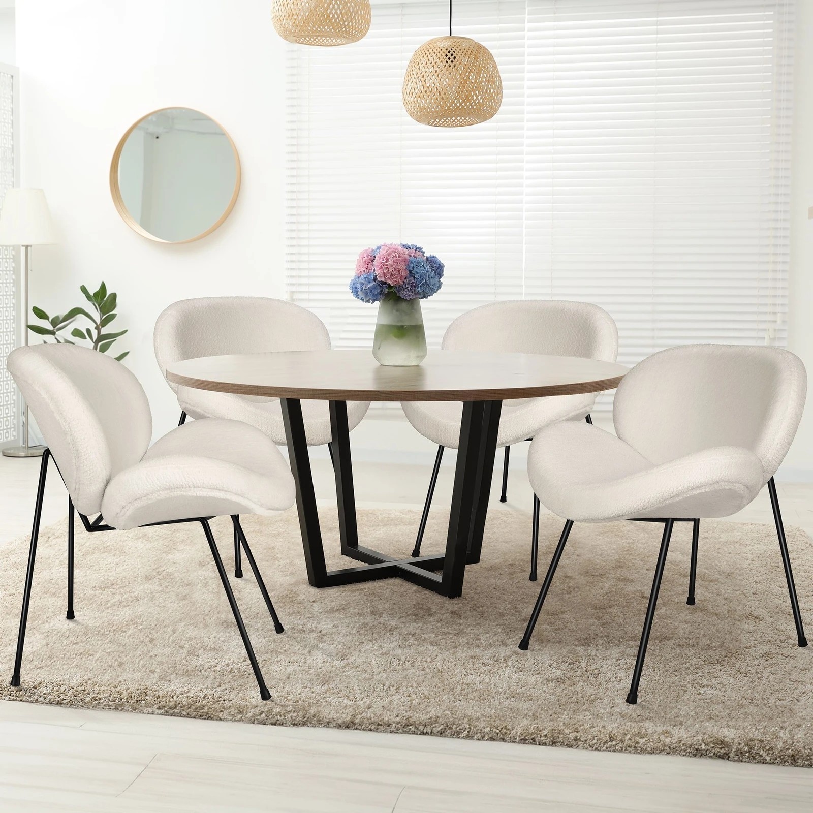 7 Alfordson Dining Chair Armchair Accent Kitchen Padded Living Room Sherpa - White, 7 of 10
