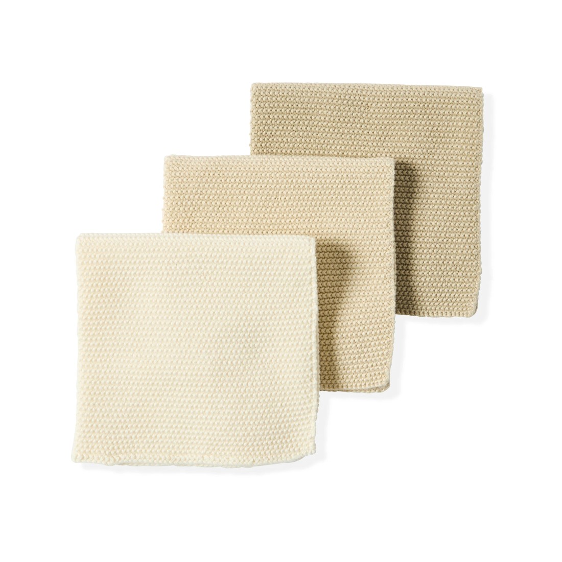 2 Pack of 3 Knitted Dish Cloths - Natural, 2 of 6