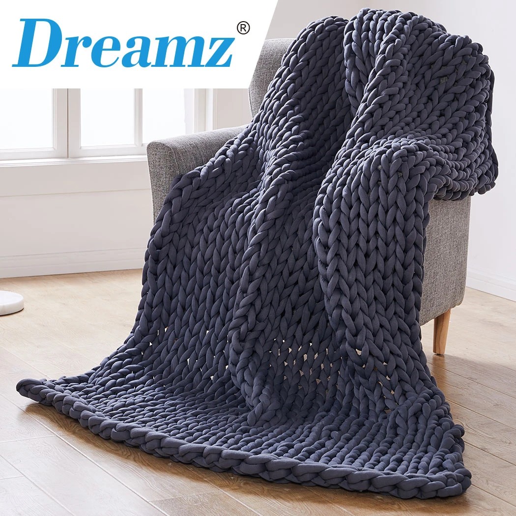 7 Dreamz 9Kg Knitted Weighted Blanket - Queen Bed - Grey, 7 of 9