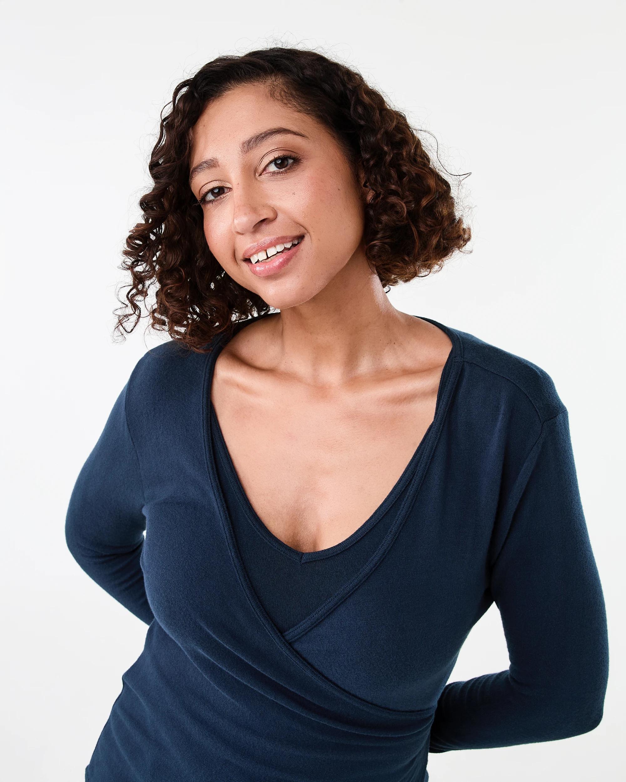 5 Long Sleeve Twofer Wrap Top Navy Blaze, 5 of 7