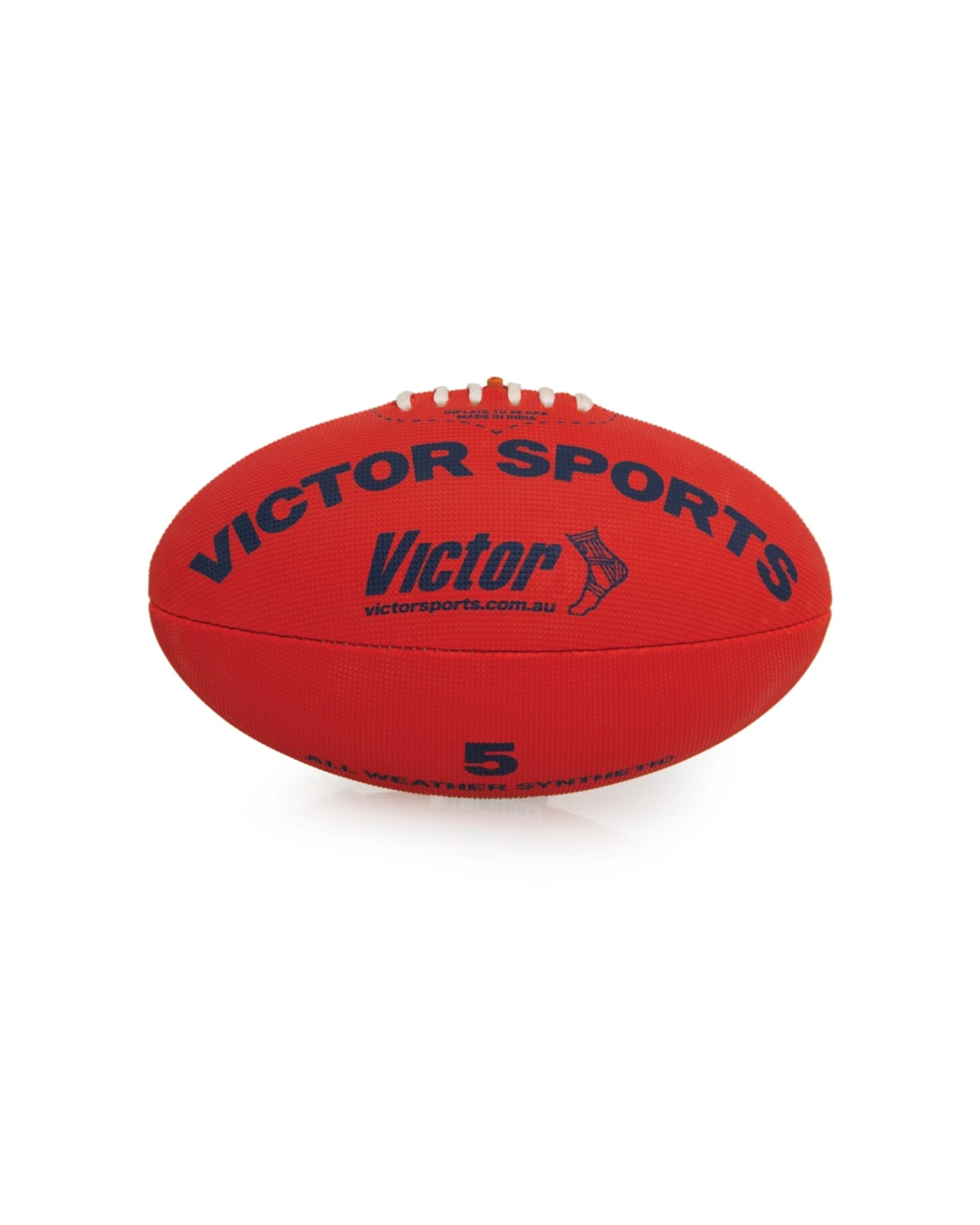 2 Victor Sports Synthetic Football Durable AFL Ball Size 5 Hand-Stitched - Red, 2 of 4