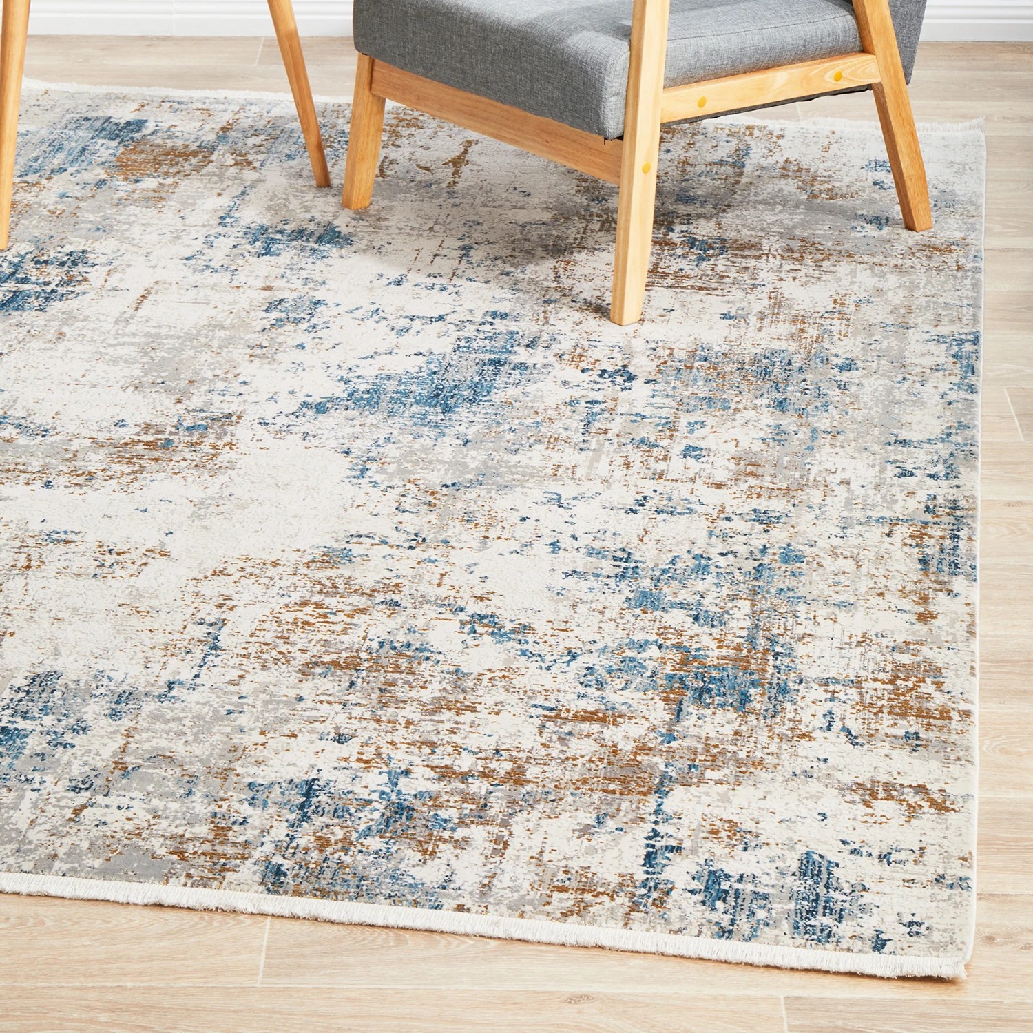 4 Common Ground Rugs Glimmers 108 290x200cm - Large Bamboo Silk Power Loomed Floor Rug - Blue, 4 of 9