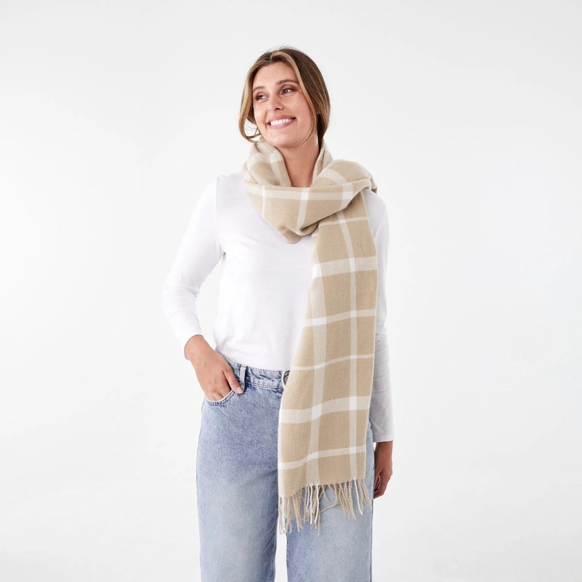 3 Plaid Check Scarf Bone Check, 3 of 3