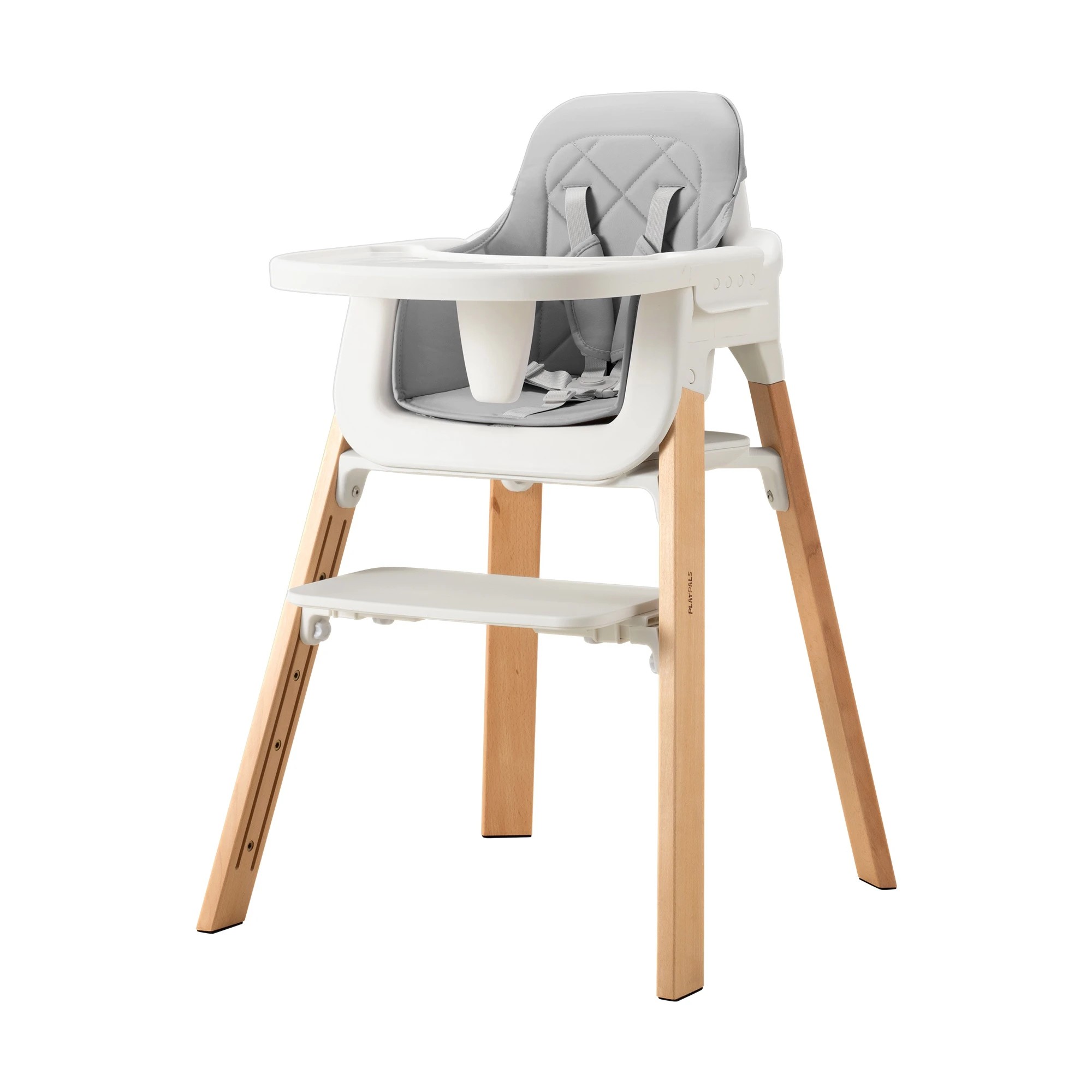 1 PlayPals Baby High Chair 3-In-1 Feeding Seat Adjustable Tray and Footrest - Grey, 1 of 3