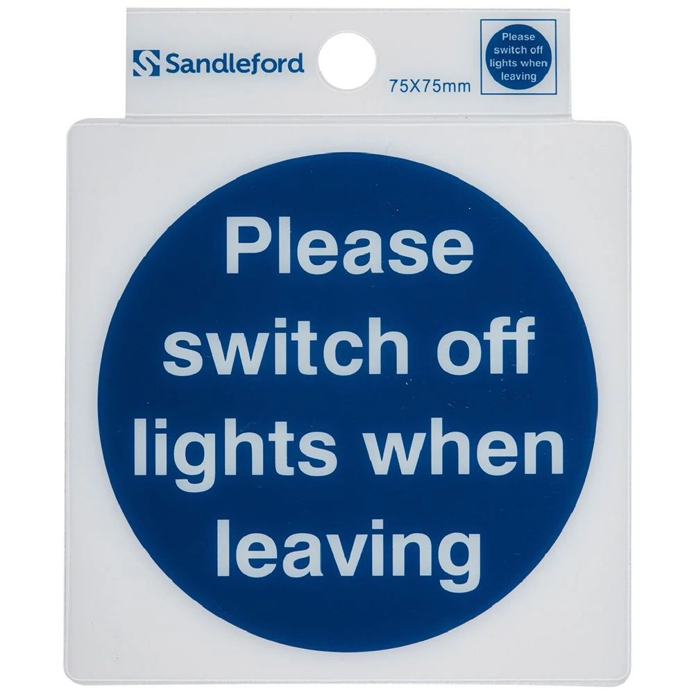 1 Sandleford Switch Off All Lights Self Adhesive Sign 75 x 75mm, 1 of 1