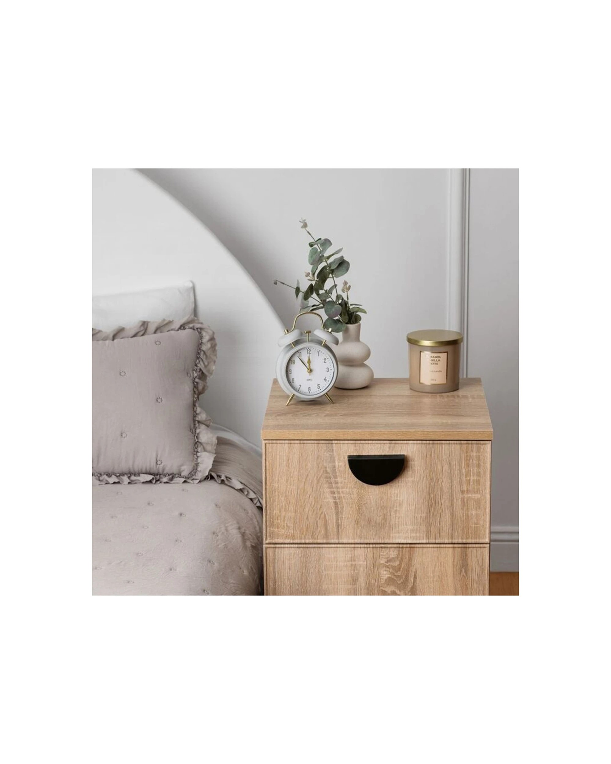 4 European Cabinetry Porto Oak Slim Bedside Table Half Moon Handle - Natural, 4 of 4
