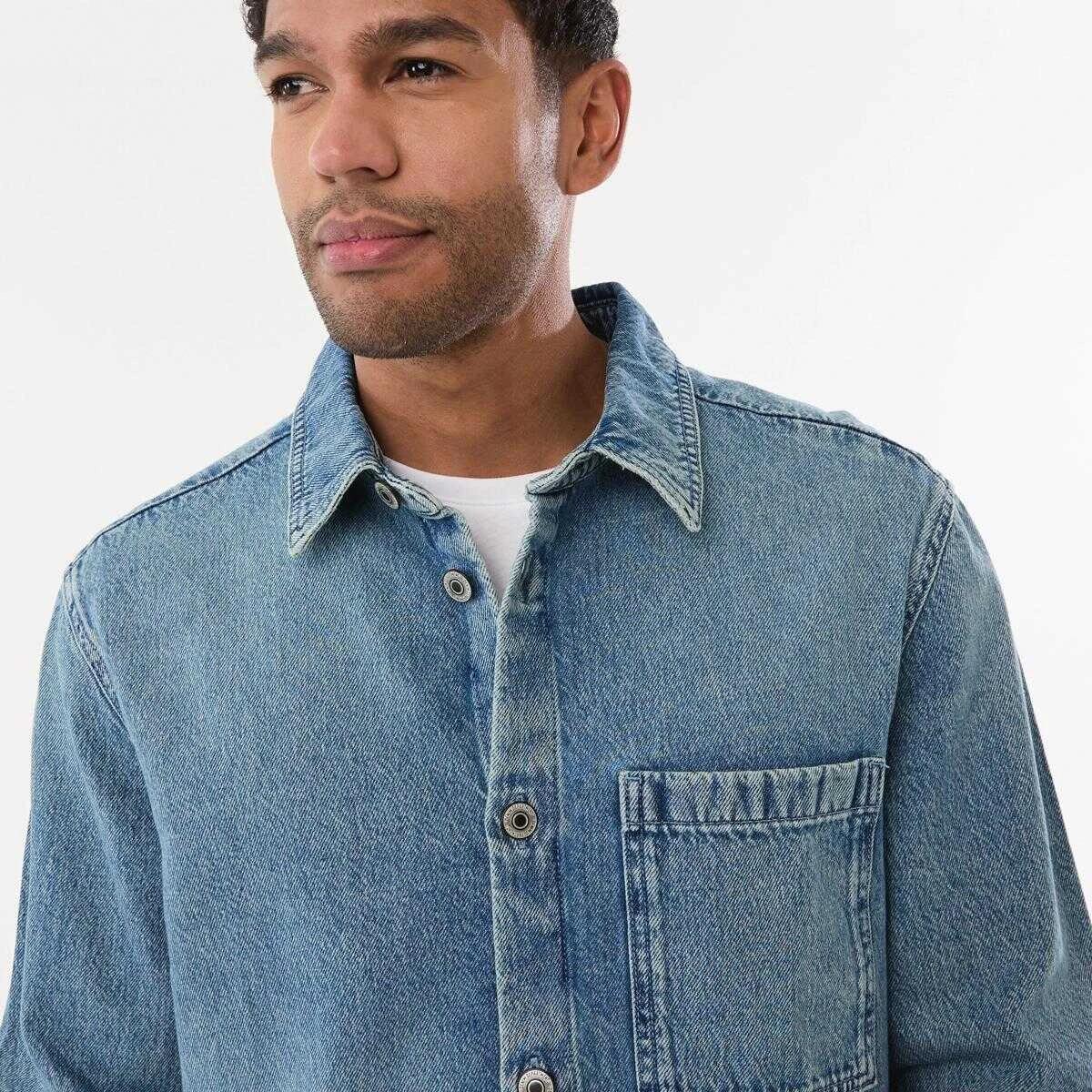 5 Long Sleeve Denim Overshirt MID DENIM WASH, 5 of 6