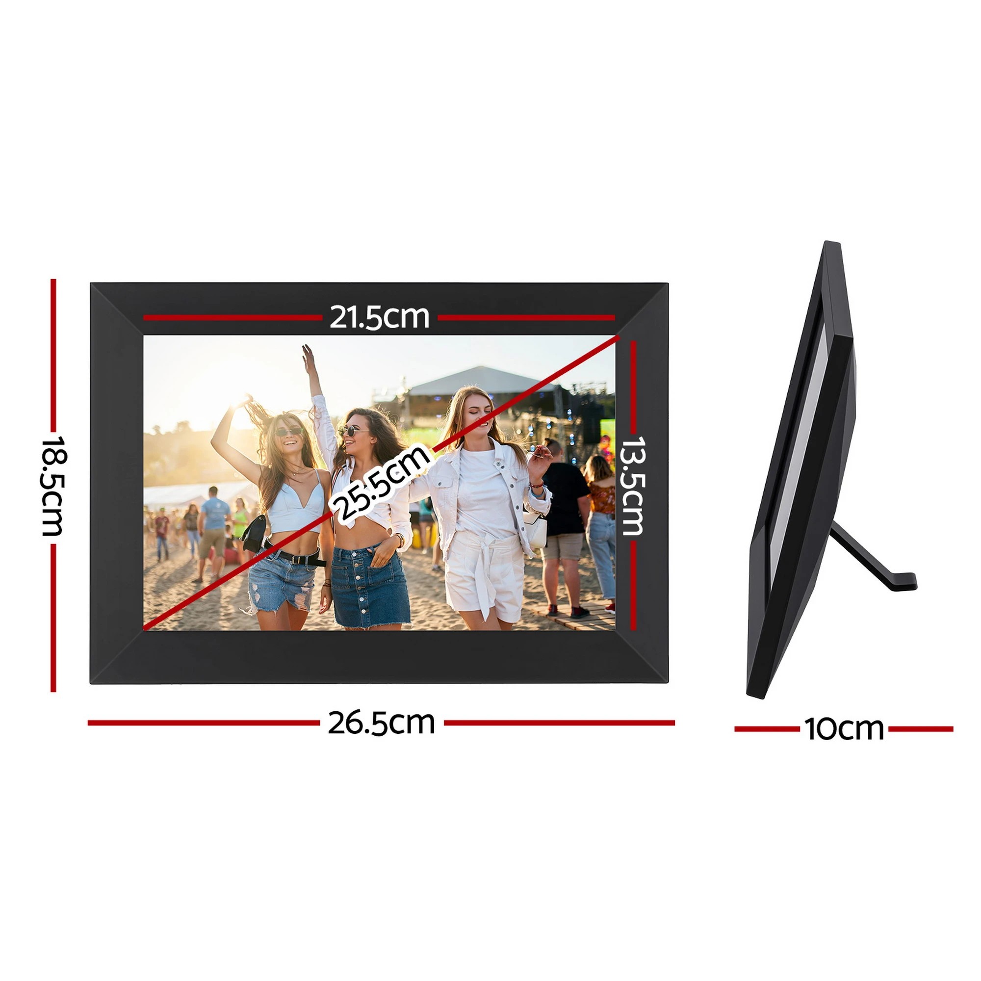 2 Artiss Digital Photo Frame 10.1 Inch WIFI Touch-Screen Picture Video Player 32G - Black, 2 of 9