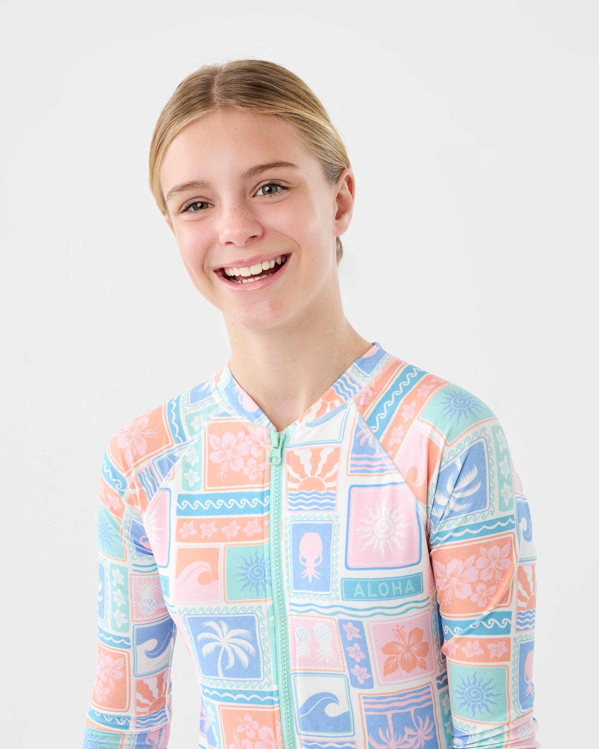 1 Long Sleeve All Over Print Quarter Zip Bather Surf Multi, 1 of 6