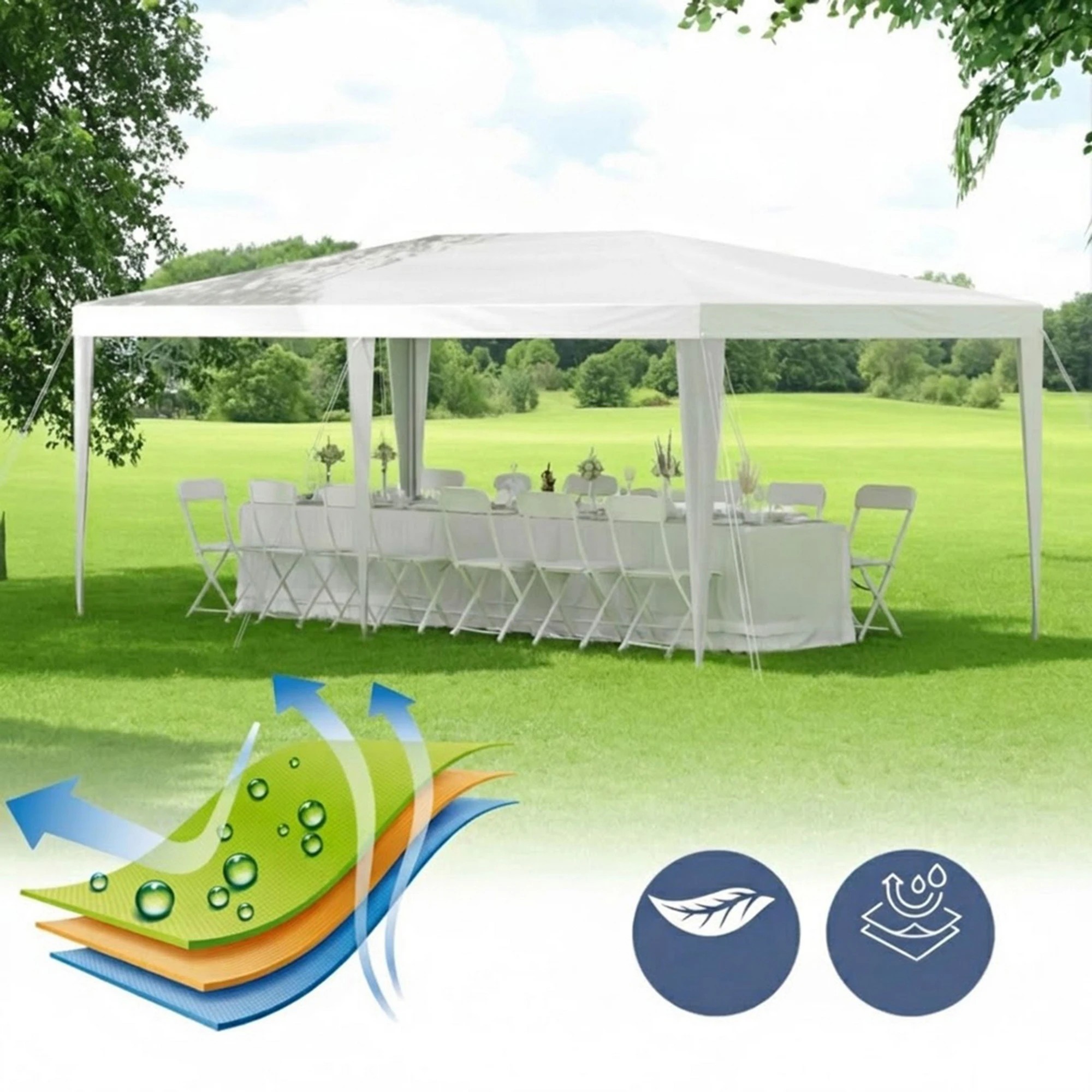 5 Instahut Gazebo  Wedding Party Marquee Tent Outdoor Event Camping Canopy Shade - White, 5 of 6