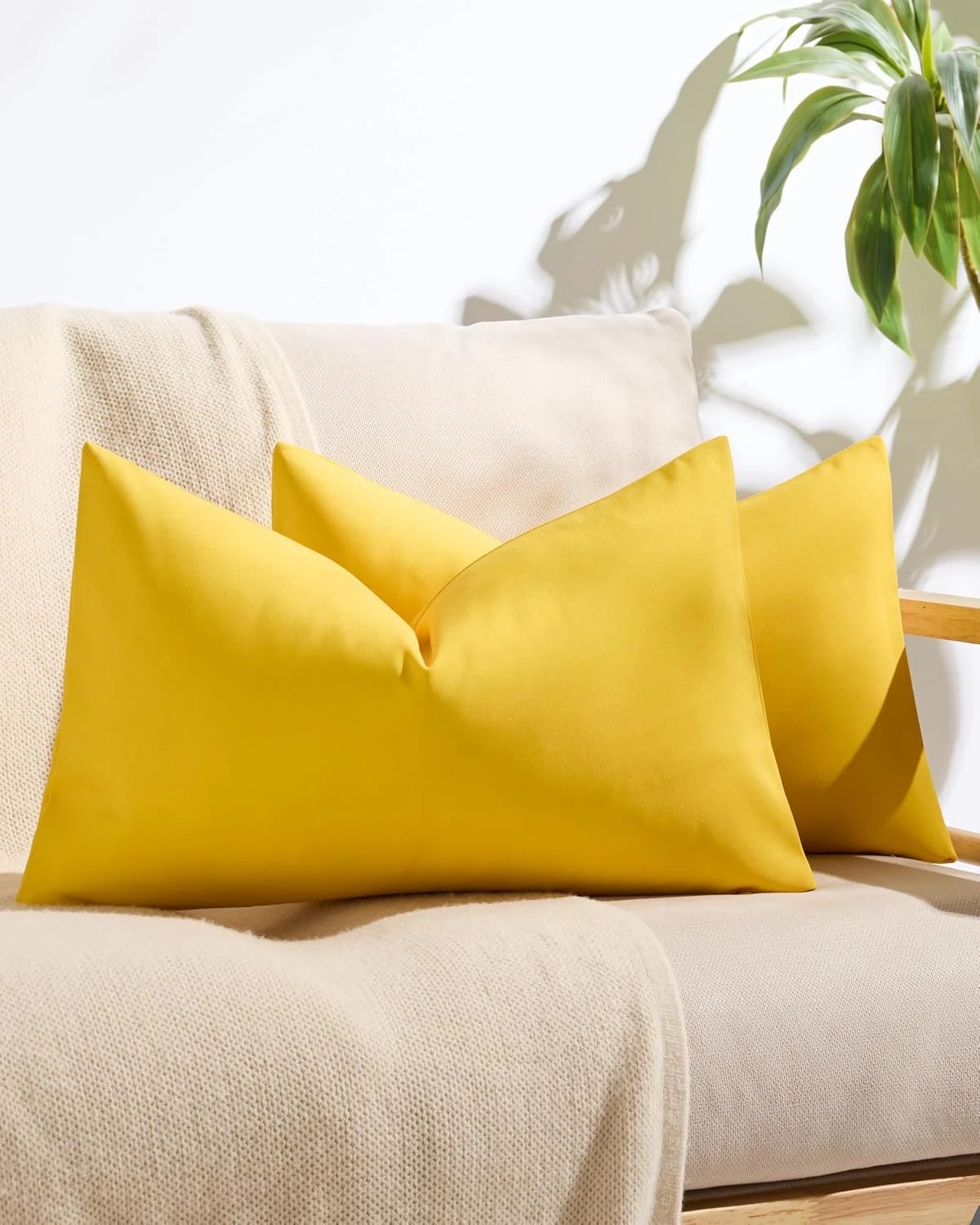 1 Gioia Casa 2-Pack Outdoor Waterproof Cushion Covers - Yellow, 30×50cm, 1 of 4