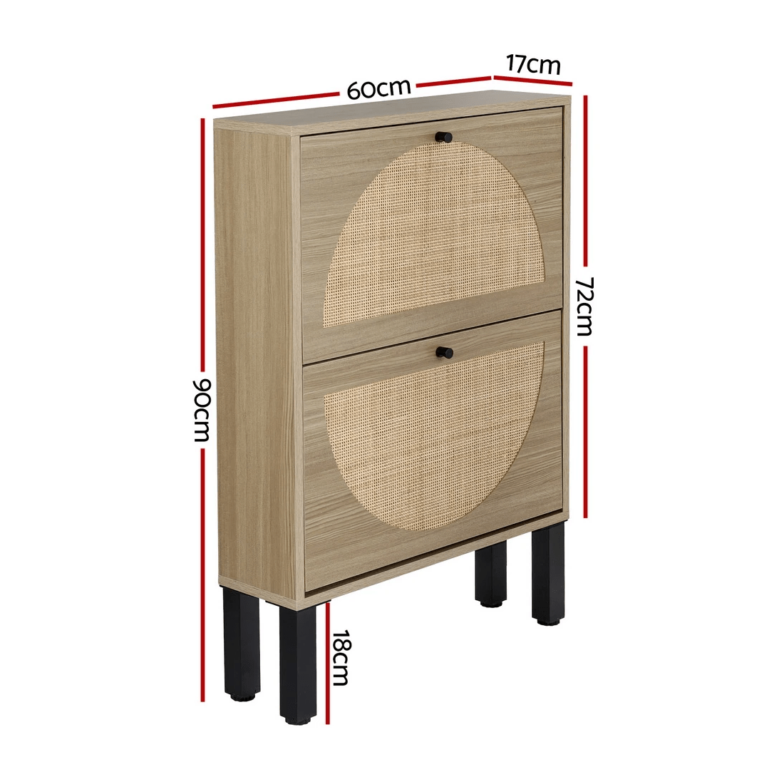 3 Artiss Shoe Rack Cabinet 2 Drawers Rattan 6 Pairs - Natural, 3 of 5