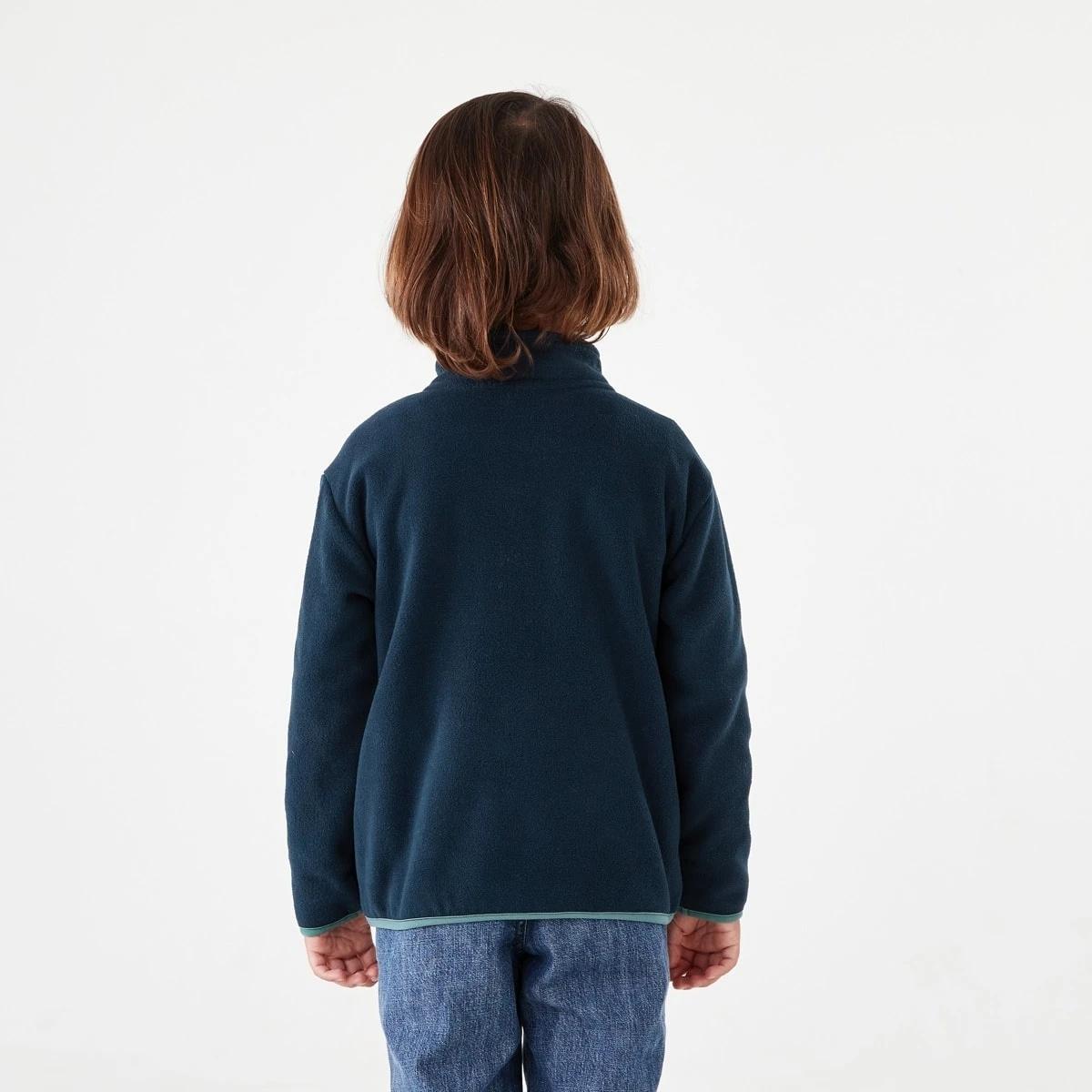 2 Polar Fleece Quarter Zip Sweatshirt Dress Navy, 2 of 9