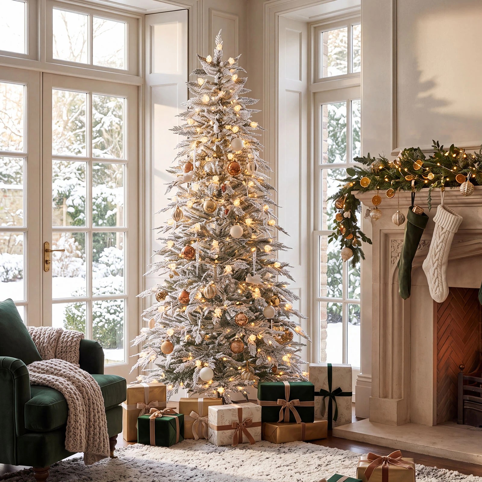 3 Costway 2.1M PE Artificial Christmas Tree w/85 Pine Cones Pre-Lit Cypress Xmas Tree 8-Mode, 3 of 8