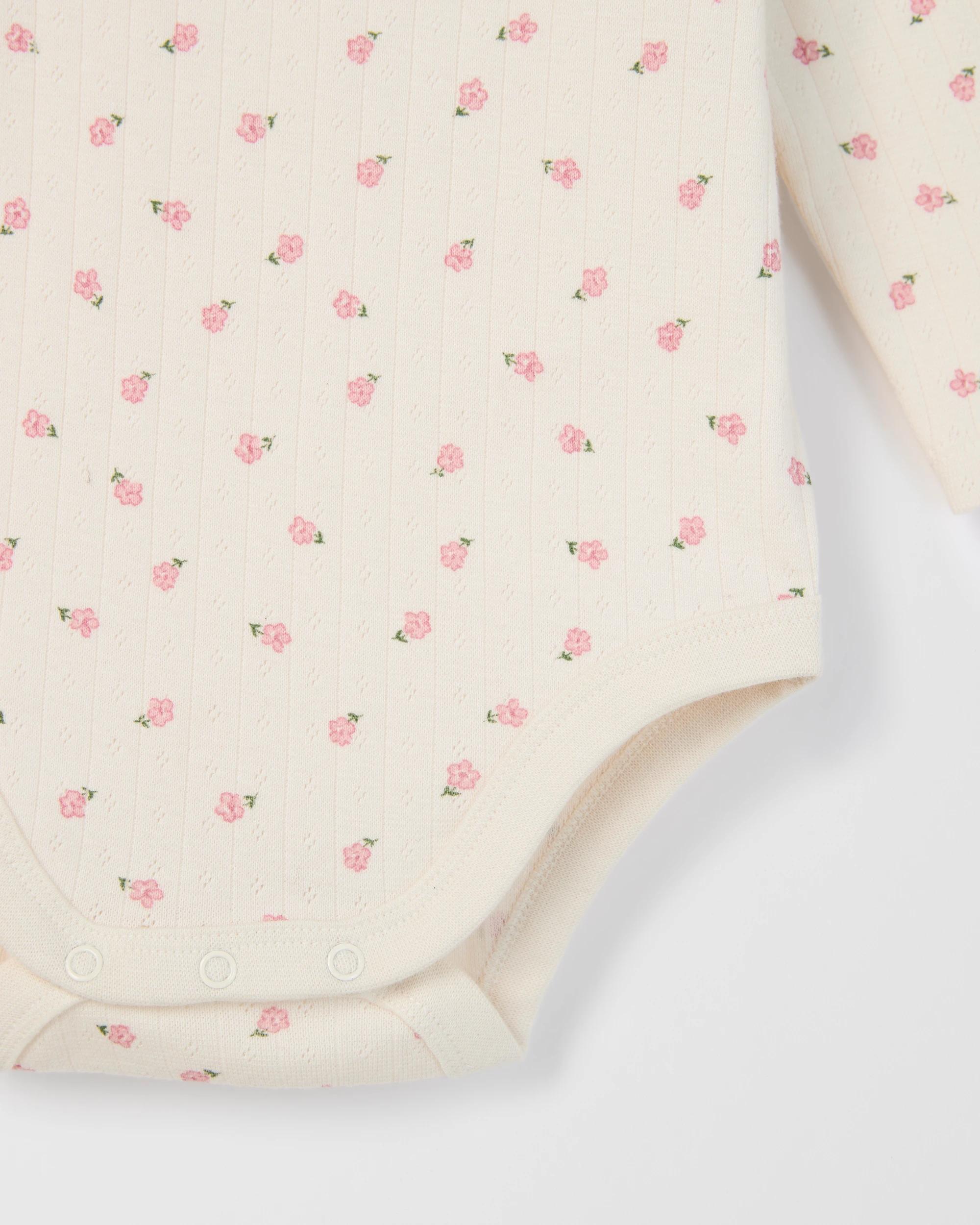 5 Target Baby Baby Organic Cotton 3 Pack Long Sleeve Pointelle/Rib Bodysuit TRAILING FLORAL, 5 of 5