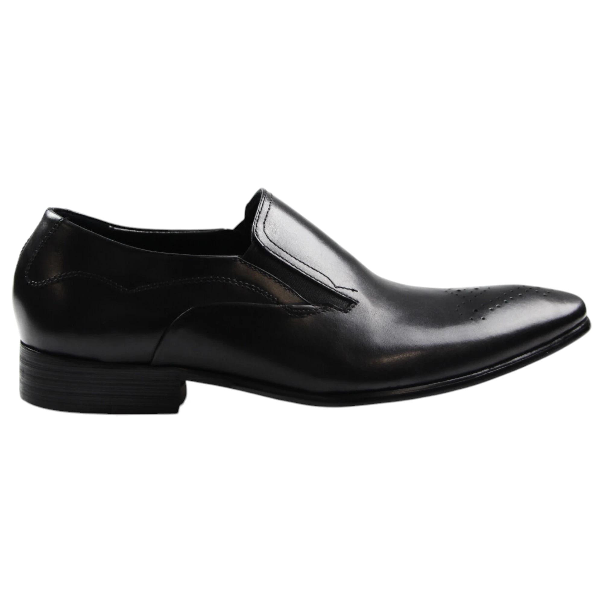 2 Zasel Mens Christian Leather Slip On Work Formal Shoes BLACK, 2 of 3