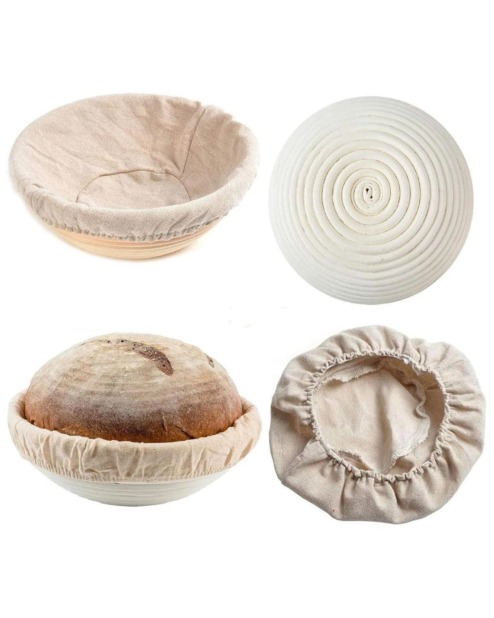 3 Loyal Banneton Rattan Proofing Basket Round & Liner 25cm & Half Moon Scraper, 3 of 4