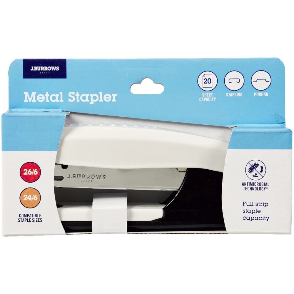 3 J.Burrows Antimicrobial Metal Full Strip Stapler White, 3 of 3