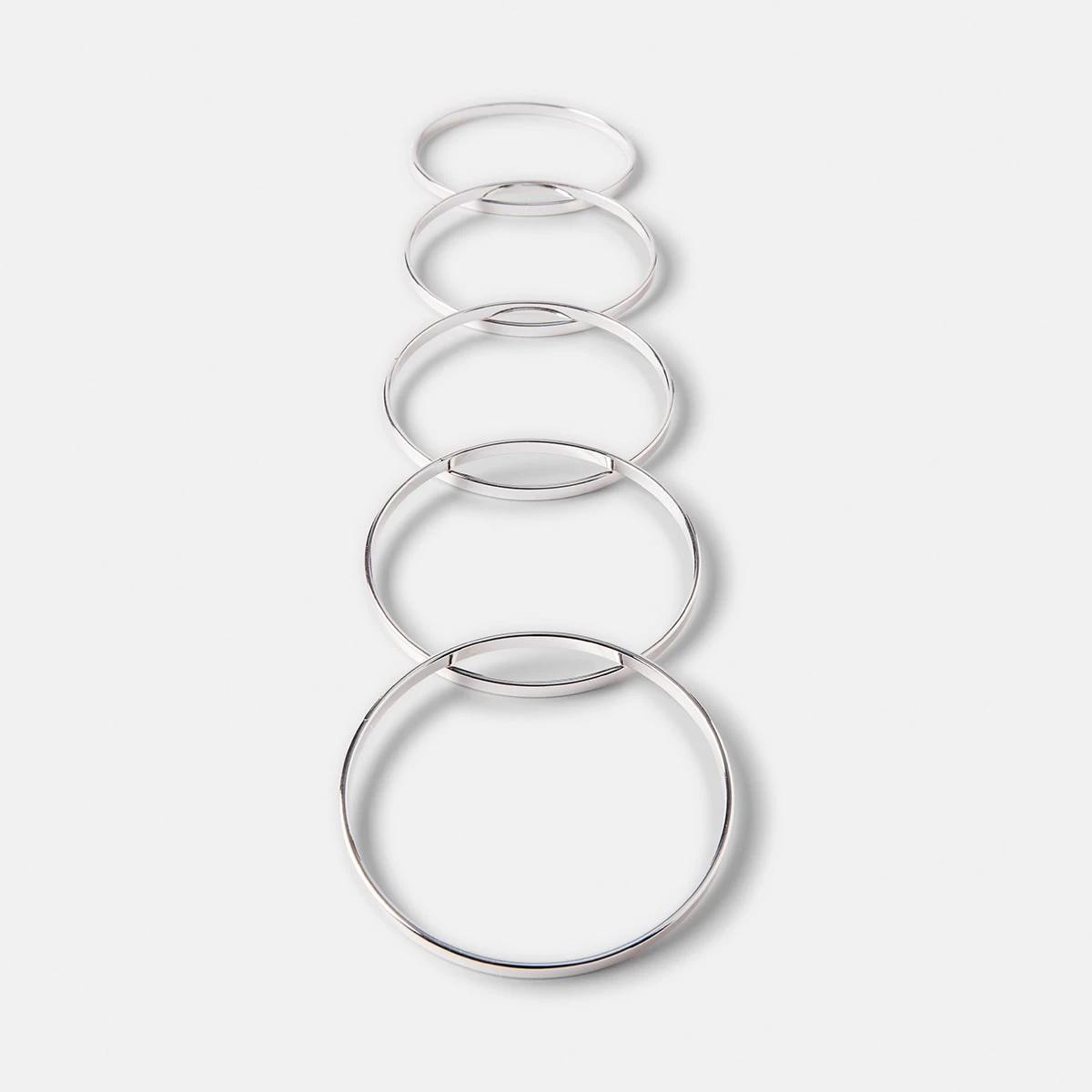 1 5 Pack Thin Bangles Silver, 1 of 4