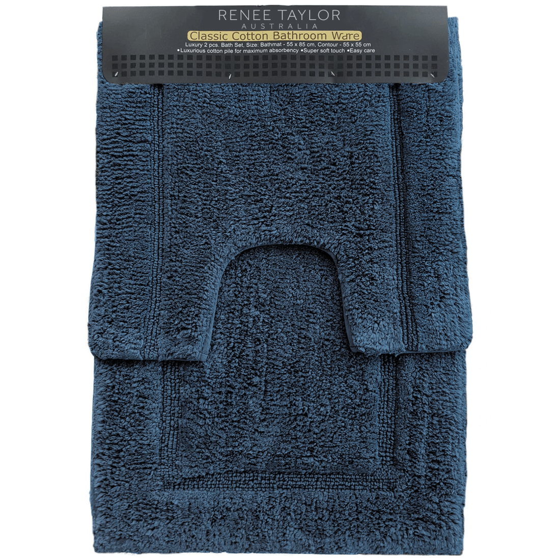 1 Renee Taylor 2pc Cotton Bath And Contour Mat Set 2200 Gsm Mirage
 - Blue, 1 of 3