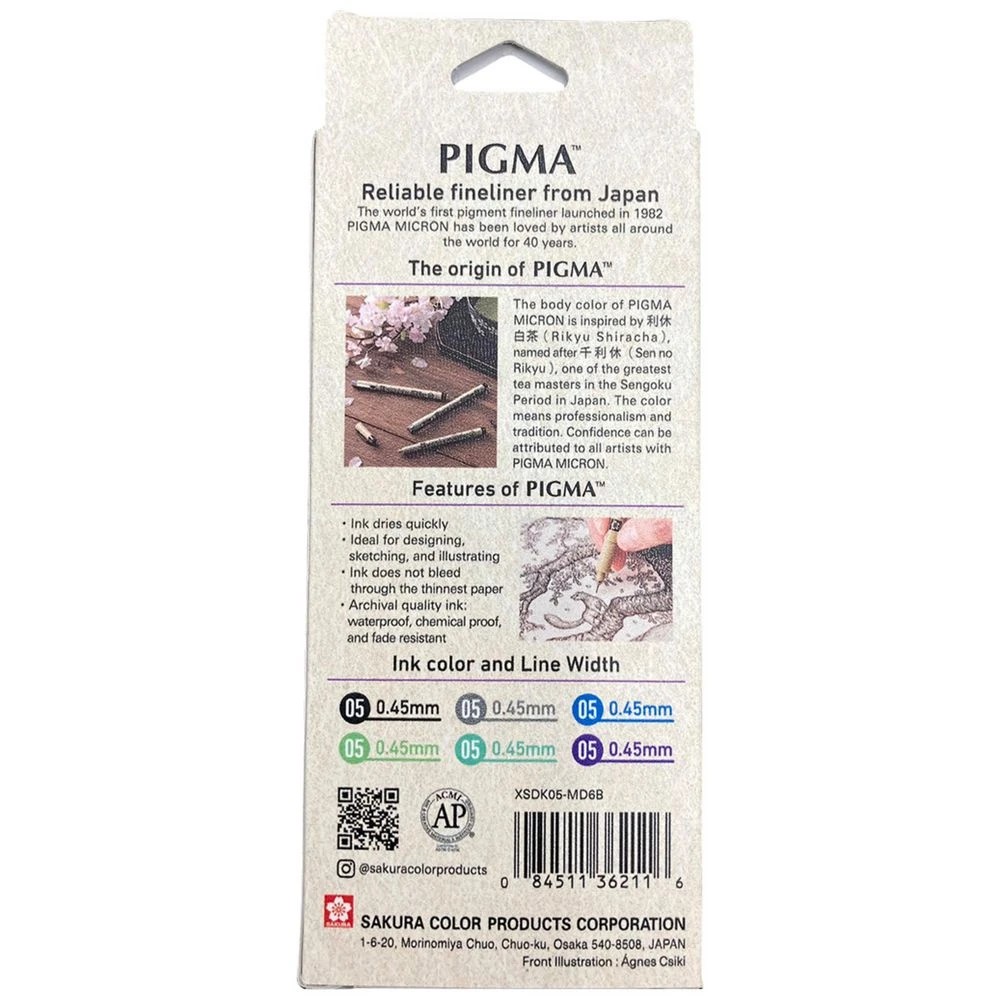 4 Sakura Pigma Micron Fineliners 0.45mm Cool Colours 6 Pack, 4 of 4