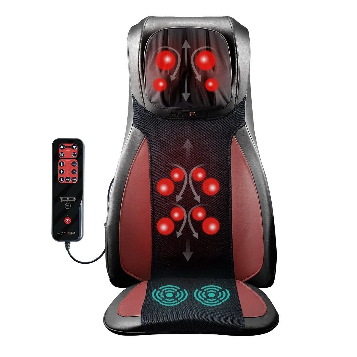 1 HOMASA Full Body Neck Back Massager Shiatsu Massage Chair Car Seat Cushion, 1 of 5